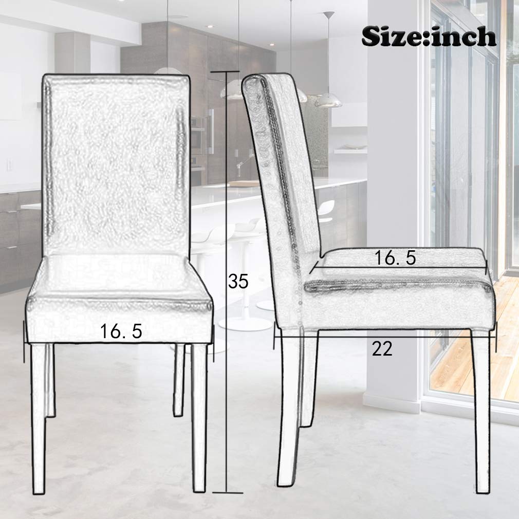 Mid-Century Modern Parsons Dining Chairs Set of 4 - Brown PU Leather Upholstered, Ergonomic Design for Comfort - Perfect for Kitchen, Dining Room & Home Office Furniture
