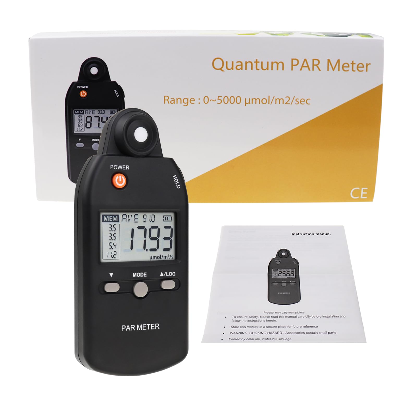 High Precision Quantum PAR Meter 400-700nm - Full Spectrum PPFD Tester for Indoor/Outdoor Plants - Measure Photosynthetic Light Intensity (Ideal for Hydroponics, Greenhouses & Grow Lights)