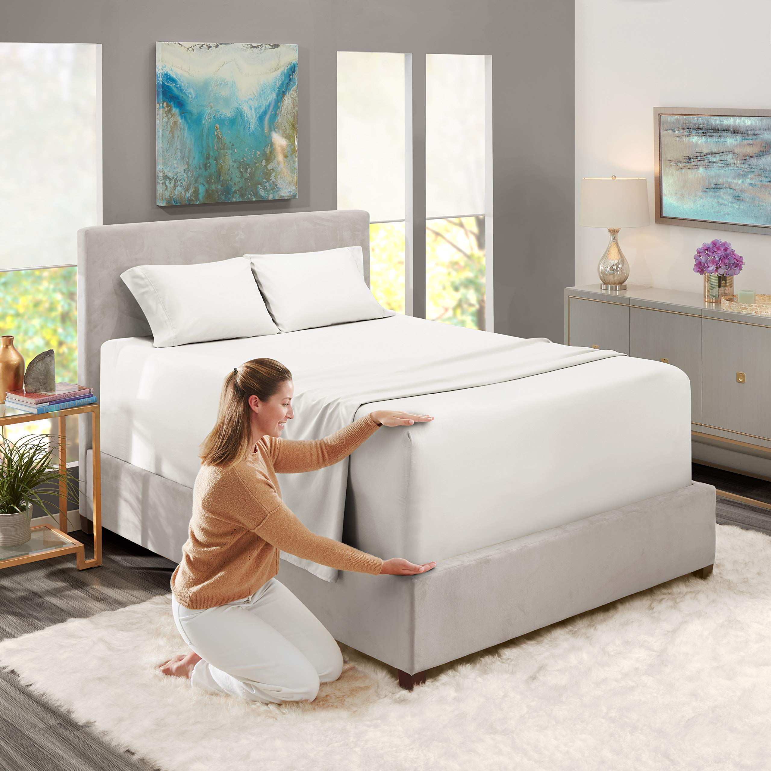 Luxury 100% Cotton 800 Thread Count King Size Sheet Set - 4 Piece Hotel Quality Bed Sheets with 15