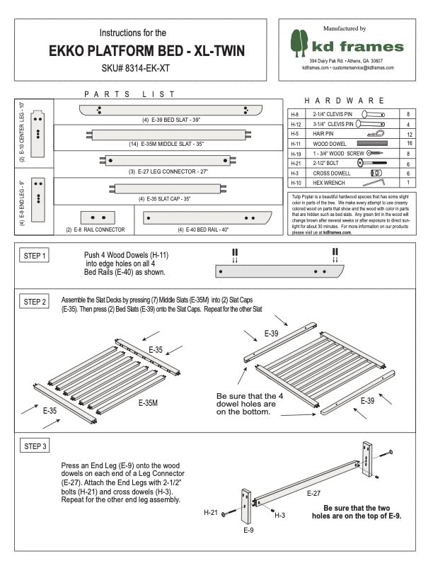 KD Frames Ekko Platform Bed - Twin XL Solid Wood Bed Frame - Unfinished Natural Minimalist Floating Bed - No Box Spring Needed - Easy Assembly - Perfect for Modern Bedrooms, Small Spaces & Minimalist Home Decor