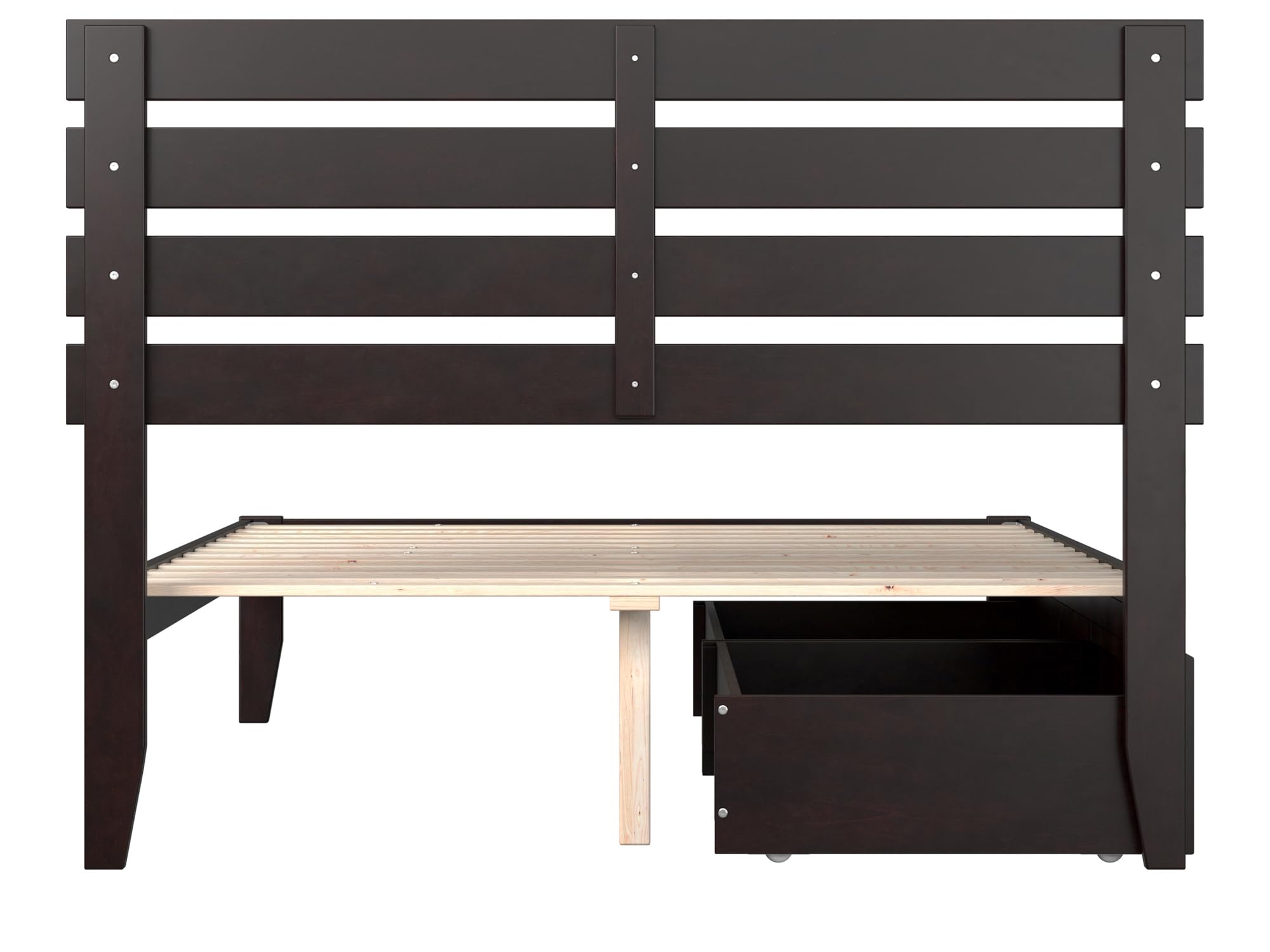 AFI Oxford Full Size Platform Bed Frame with Storage Drawers & USB Charging Station - Espresso Brown Wooden Bed for Small Spaces, Dorm Rooms & Guest Bedrooms