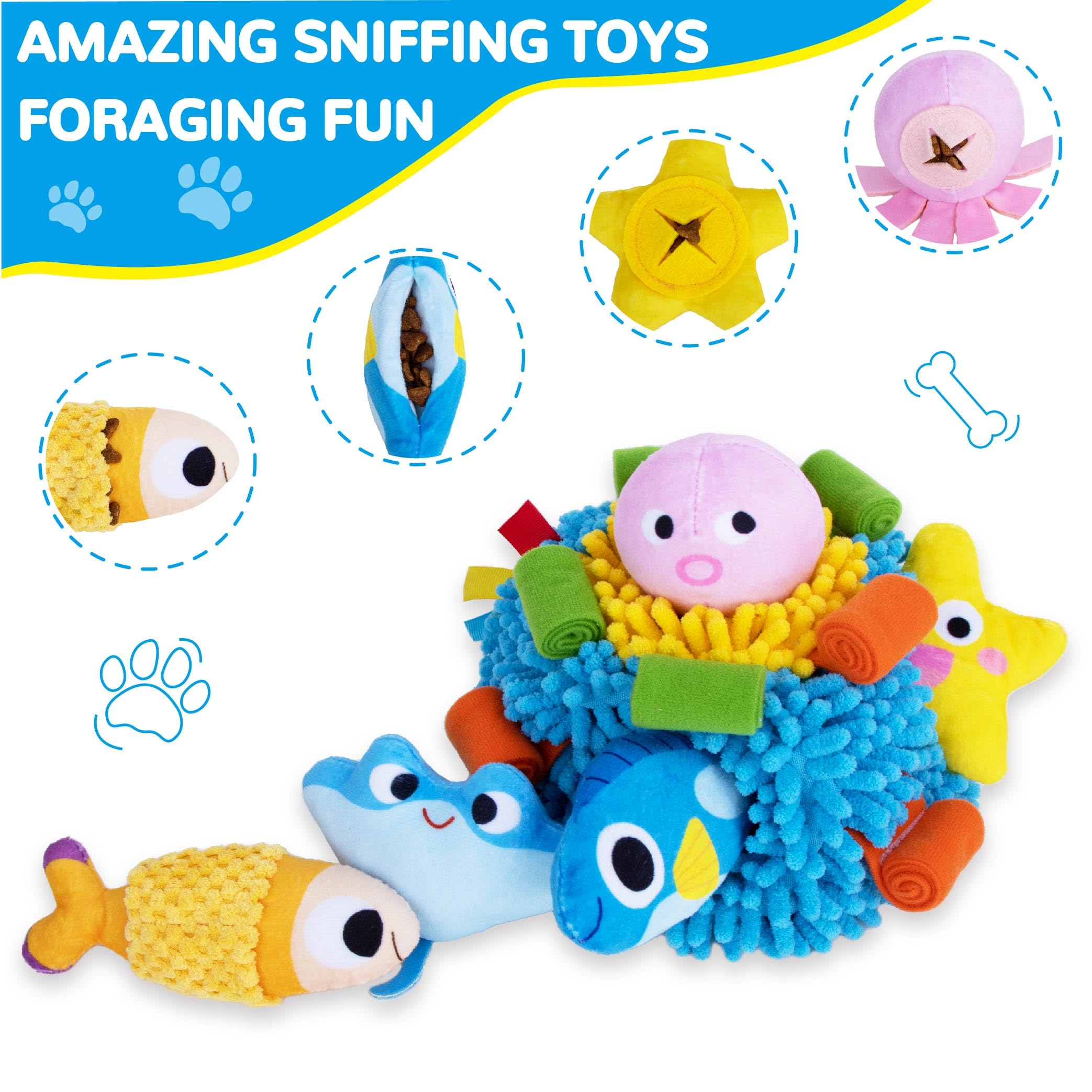 Interactive Squeaky Dog Snuffle Toys - Hide & Seek Puzzle Plush for Small & Medium Dogs | Mental Stimulation & Enrichment Treat Toys | Perfect for Indoor Play, Training, and Anxiety Relief