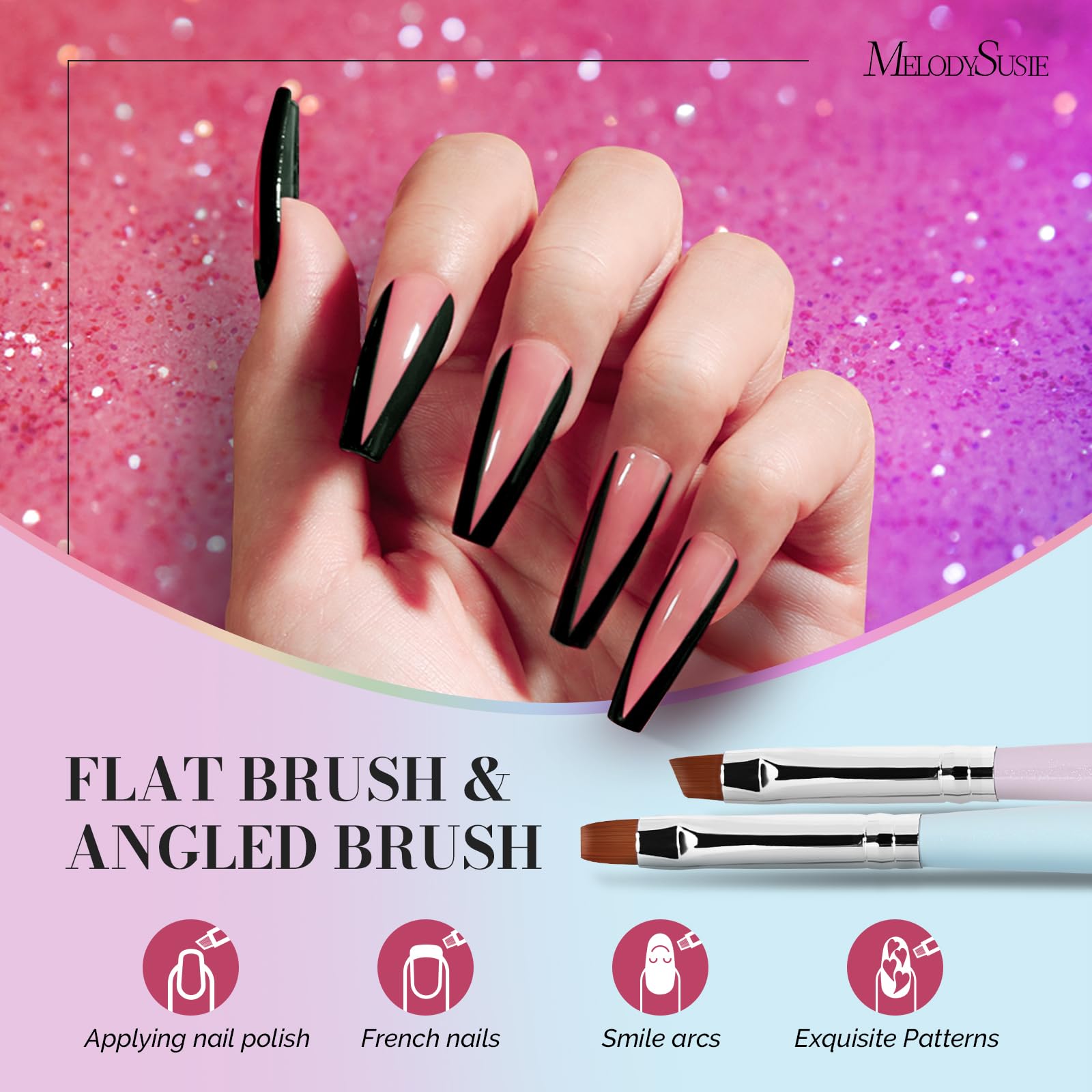 MelodySusie 6pcs Nail Art Brushes Set for DIY Salon & Home Use