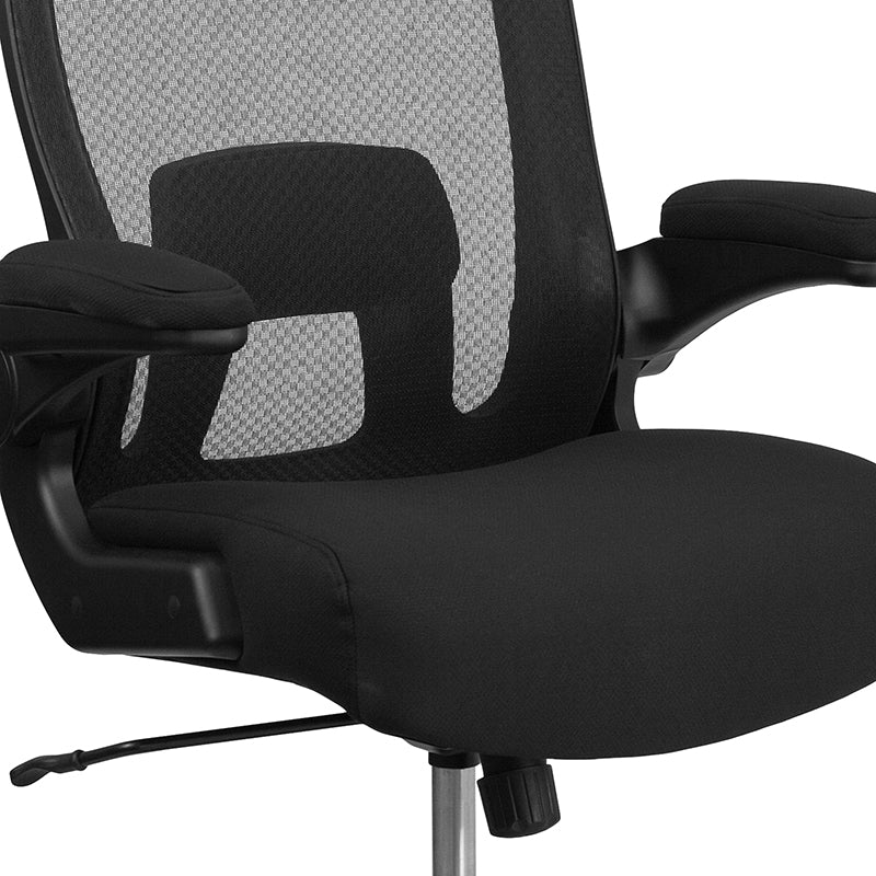 Hercules Big & Tall 500 lb Capacity Black Mesh & Leather Executive Office Chair - Ergonomic Design with Adjustable Lumbar Support - Perfect for Home Office, Gaming & Professional Workspaces
