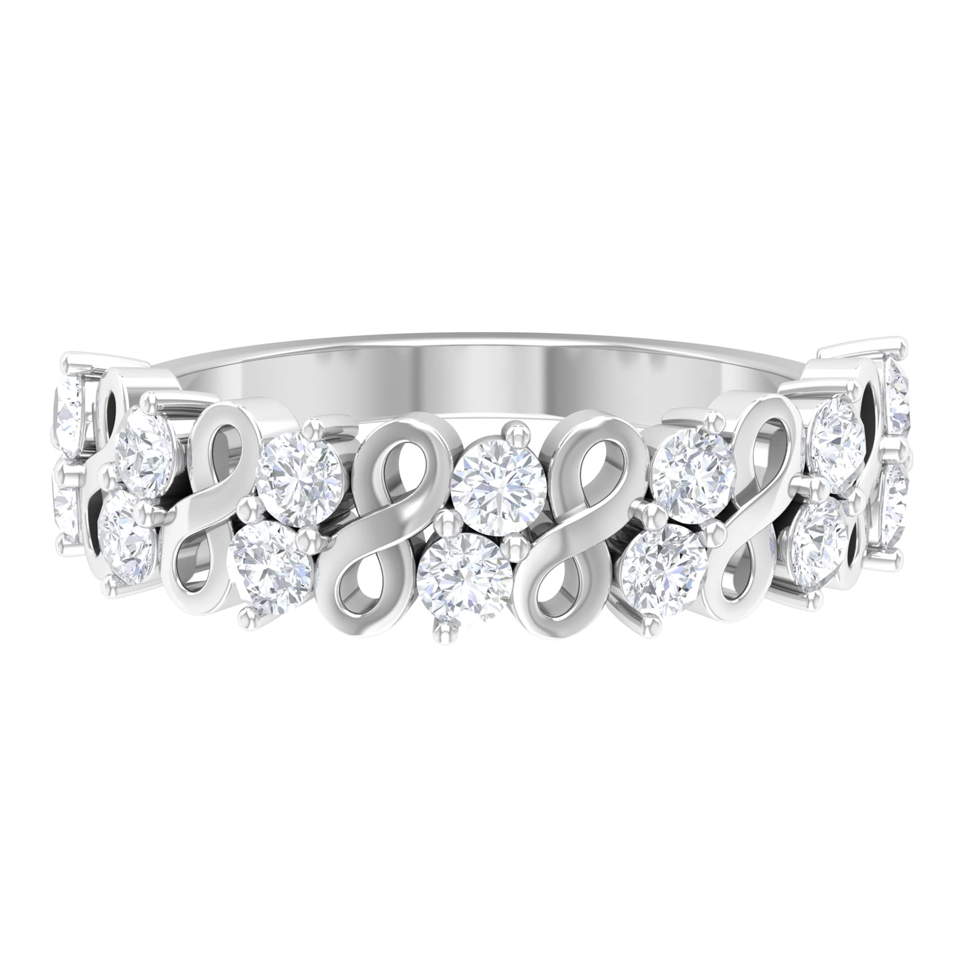 1 CT Moissanite Half Eternity Ring for Women - 14K Solid Gold Wedding Band, Moissanite and Gold Infinity Ring, Elegant Semi Eternity Ring for Anniversary, Engagement, or Gift - Perfect for Everyday Wear & Special Occasions