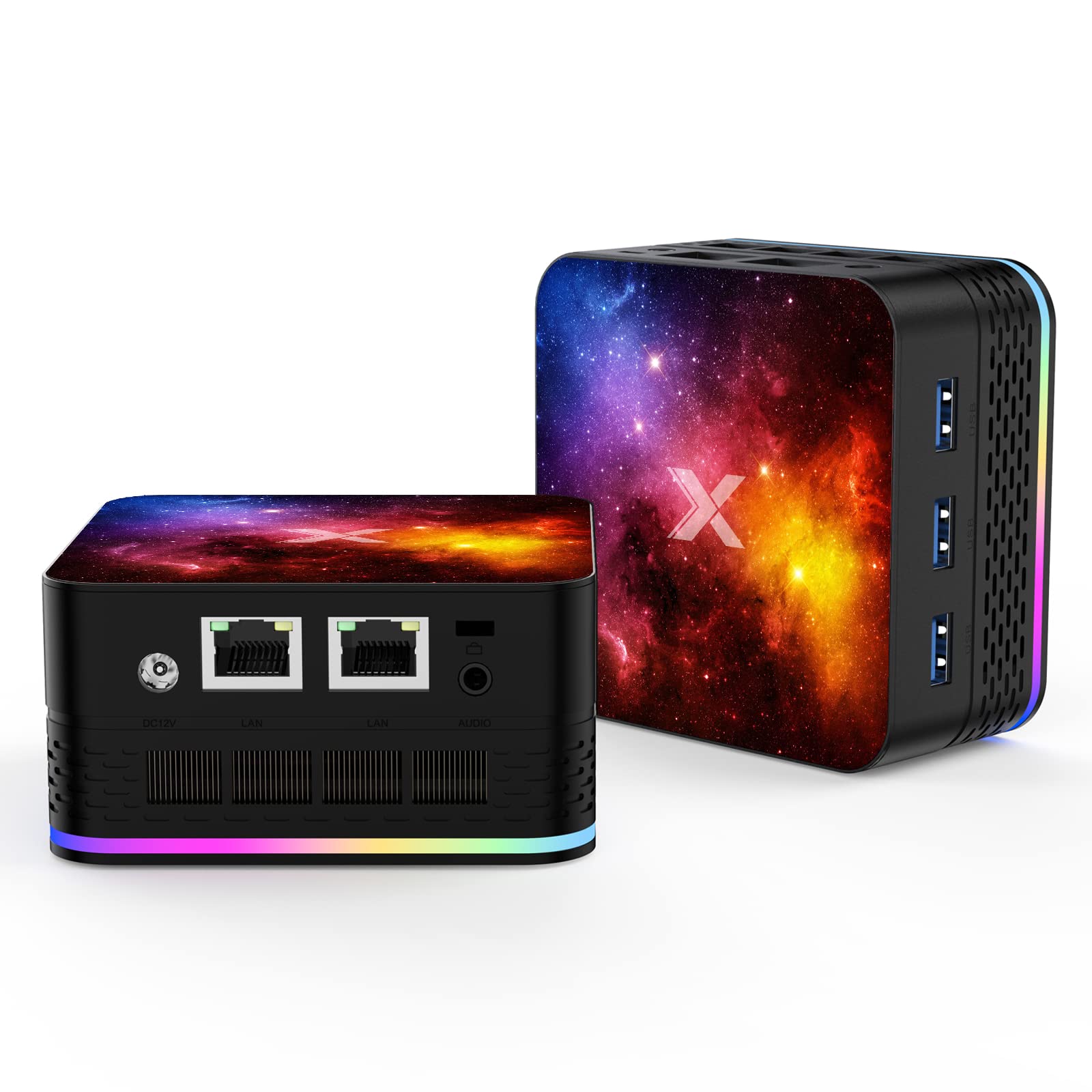 Intel 11th Gen N5105 Mini PC (Up to 2.9GHz) - 8GB DDR4 RAM, 256GB SSD, Dual Gigabit Ethernet, 3x HDMI, 3x USB 3.1, Dual WiFi, Bluetooth 4.2, RGB Lighting - Compact Desktop Computer for Home Office, Gaming & Digital Signage