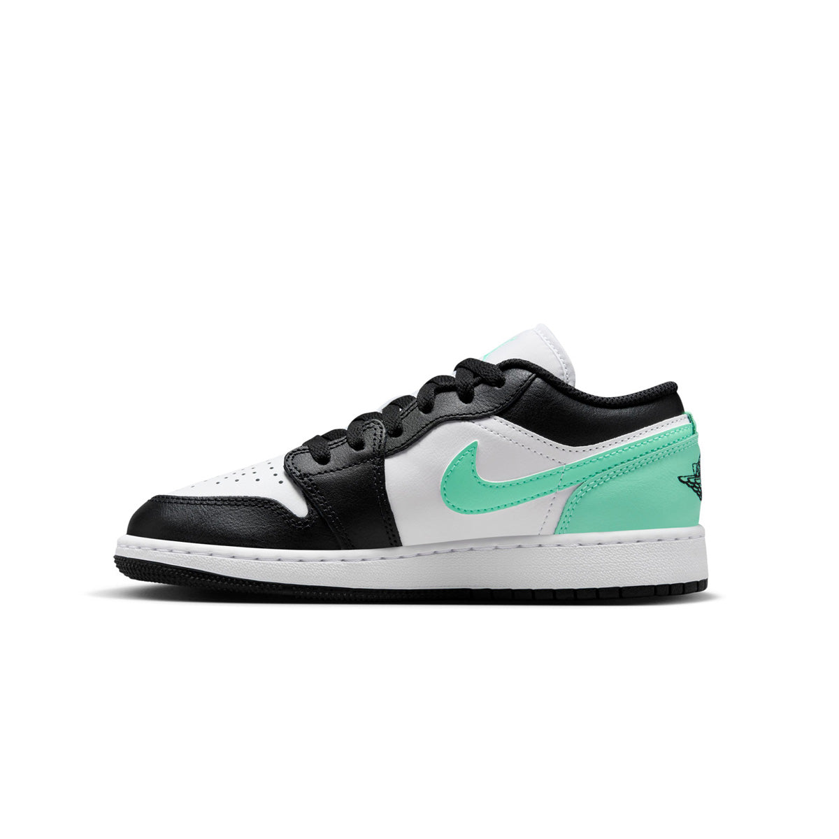 Kids Air Jordan 1 Low 'White Green Glow' Sneakers - Boys & Girls Basketball Shoes for Casual Wear & Sports - Perfect for School, Playground & Street Fashion