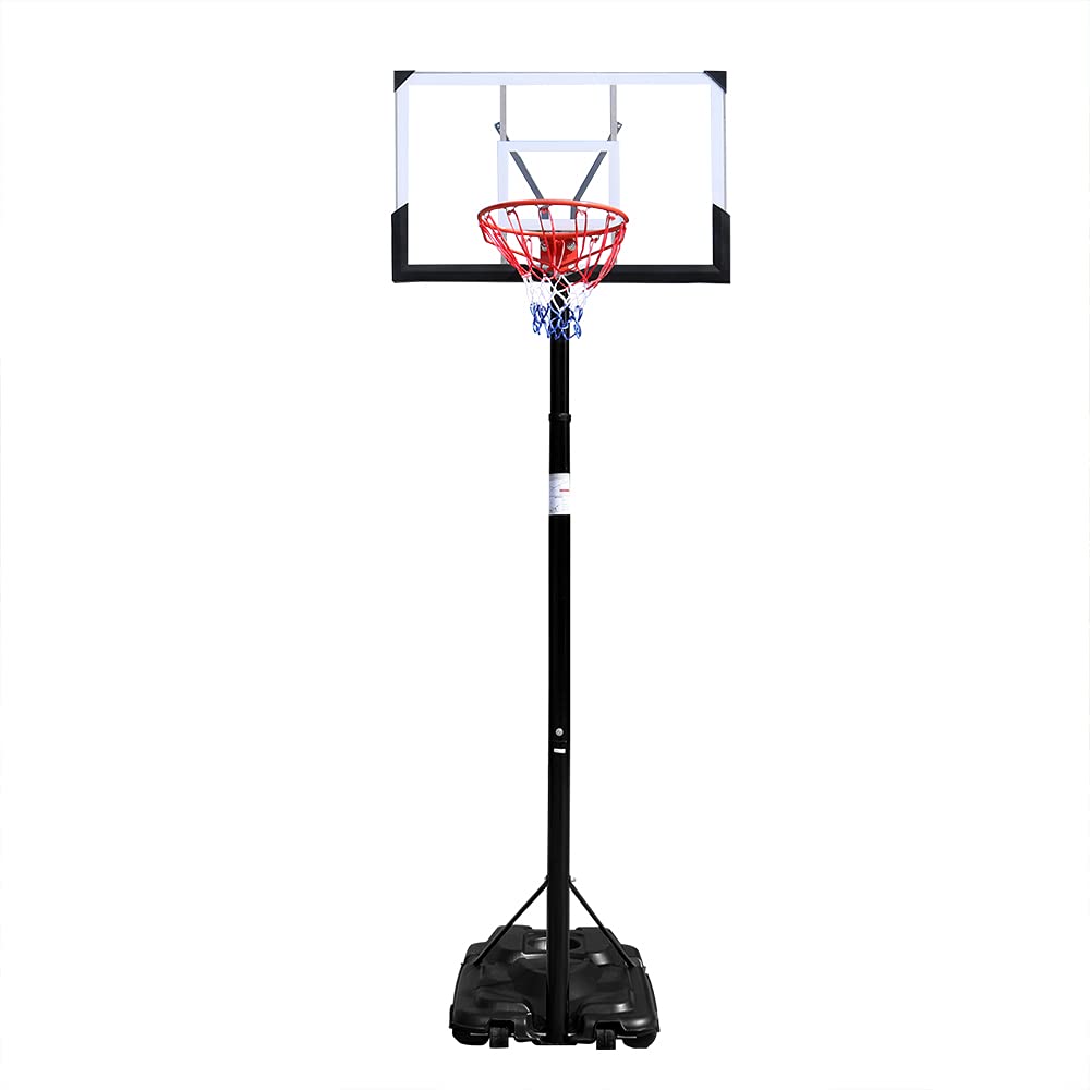 Adjustable Basketball Hoop Stand 8-10ft Height with Transparent PVC Backboard - Portable & Removable Basketball Goal System for Adults & Teens - Perfect for Poolside, Backyard, Driveway & Outdoor Games