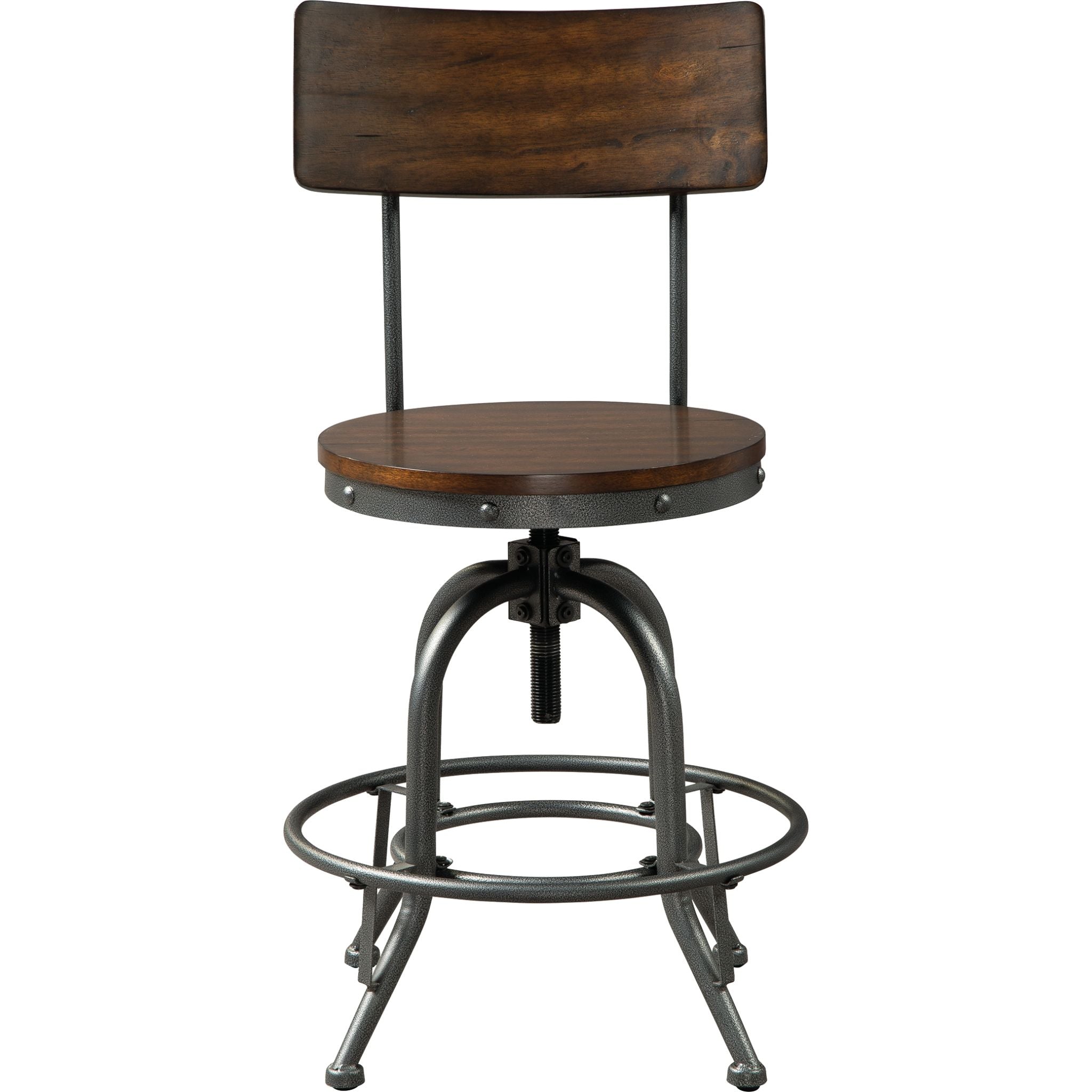 Bassello Bar Stool - Brown Wooden Counter Height Stool with Backrest (D284 224) - Perfect for Kitchen Island, Breakfast Bar & Home Pub Decor