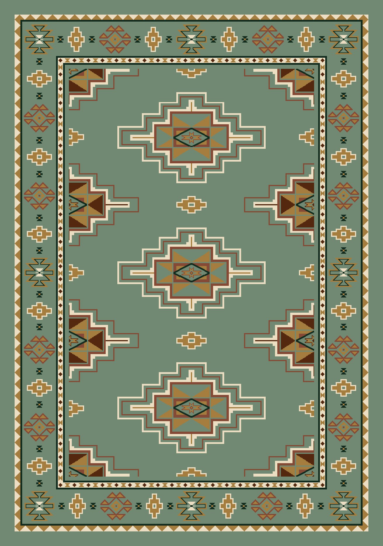 Signature Prairie Star Peridot Rug - Handmade 5'4