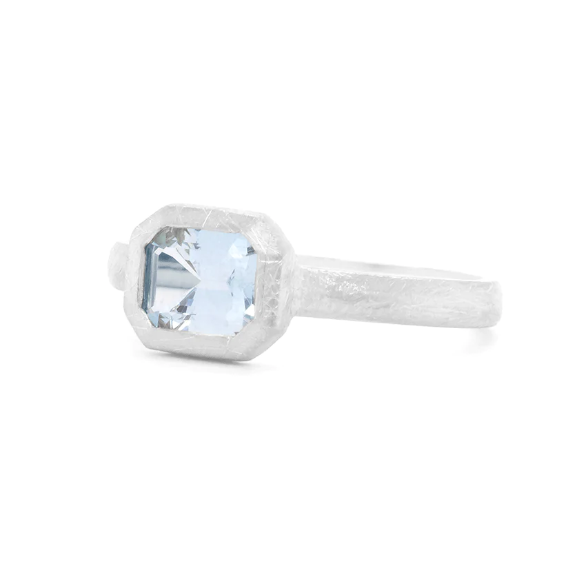 Boulder Emerald Cut Aquamarine Ring - 14K Gold Solitaire Engagement Ring for Women | Perfect for Weddings, Anniversaries & Special Occasions