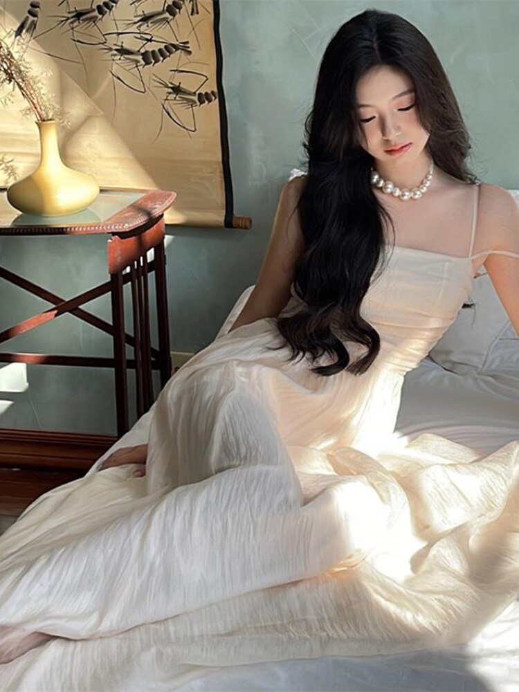 Elegant Women's Sleeveless Long Strap Dress - Perfect for Summer Parties, Weddings & Special Occasions