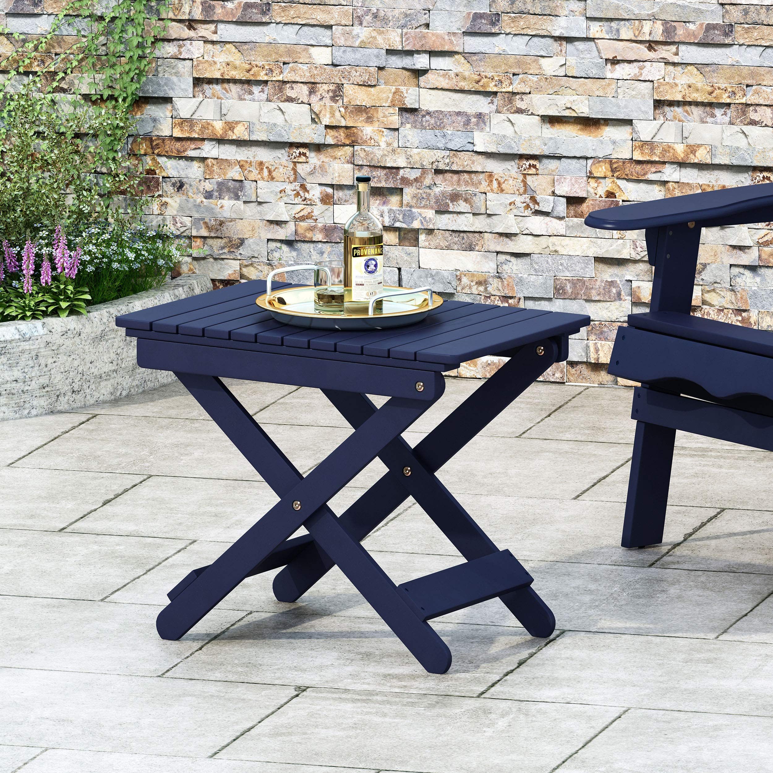 Christopher Knight Home Daphne Outdoor Folding Side Table - Navy Blue Patio Furniture for Poolside, Garden, and Deck Use