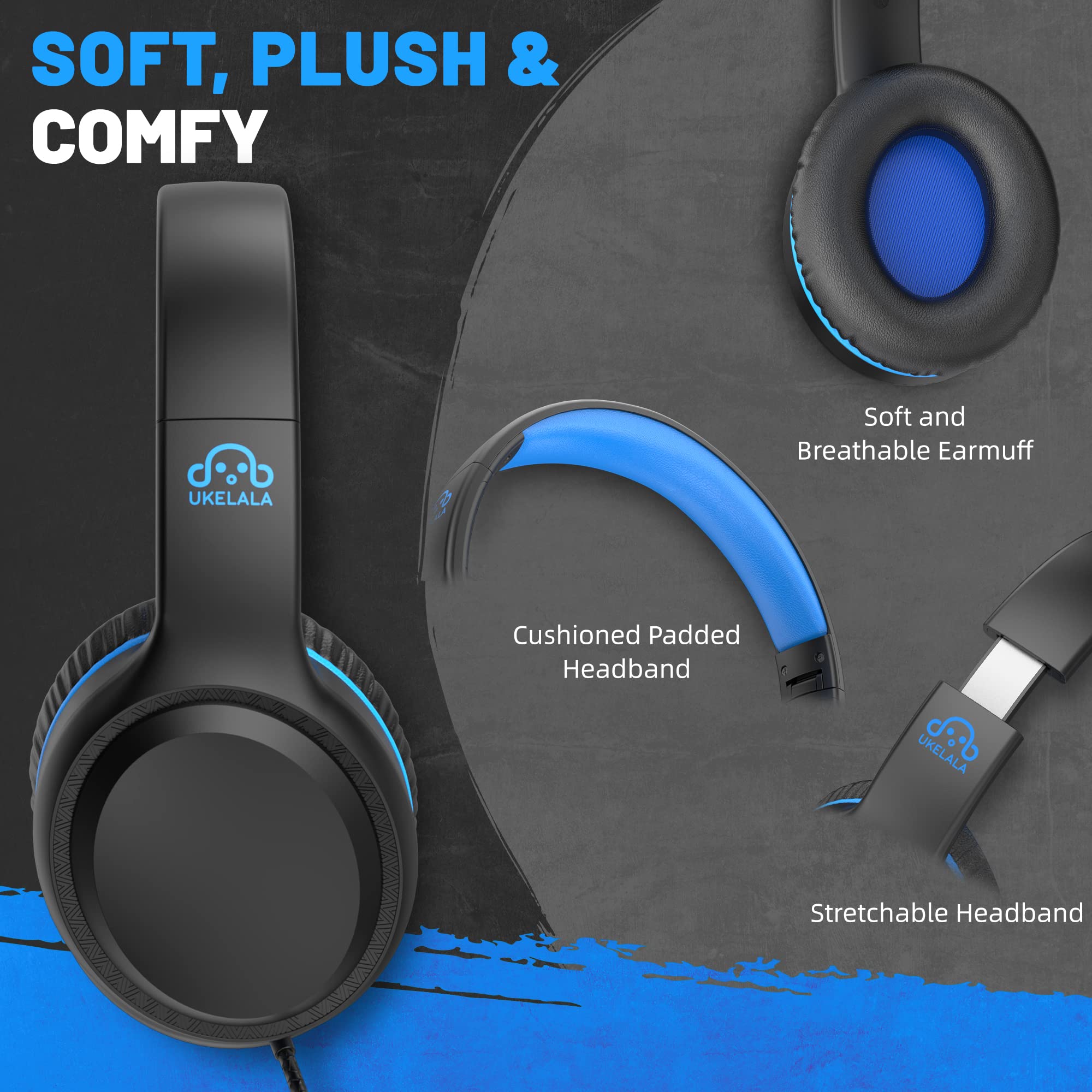 On-Ear Wired Blue Headphones for Kids - Foldable Lightweight Headphones for Boys, Girls, Students | Perfect for School, Classroom, Travel & Home Use