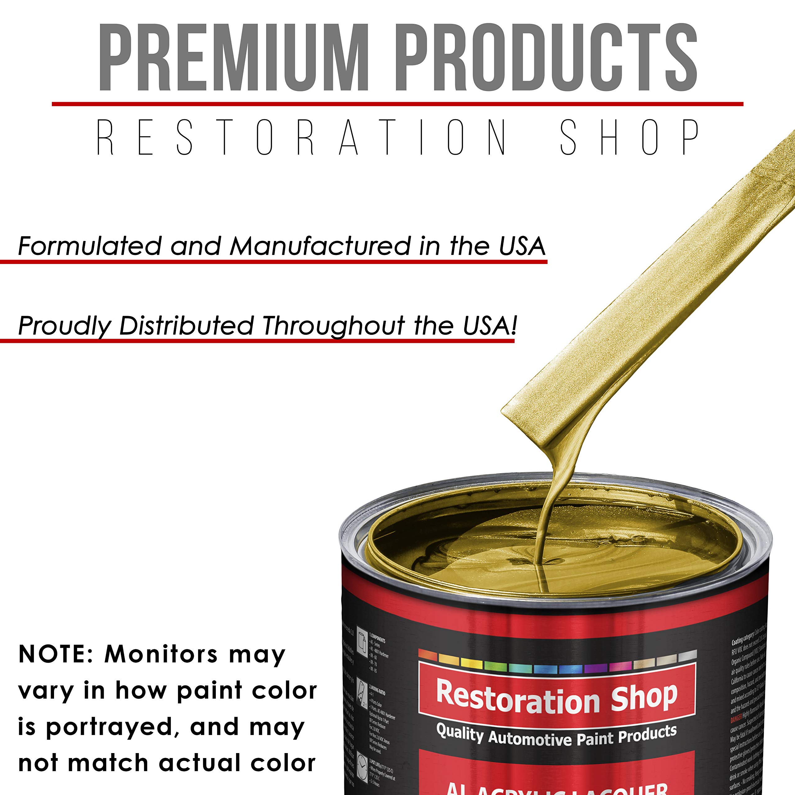 Restoration Shop Anniversary Gold Metallic Acrylic Lacquer Auto Paint - 1 Gallon Professional Gloss Coating for Cars, Trucks, Guitars & Furniture Refinishing | Perfect for Automotive Restoration, DIY Projects & Custom Paint Jobs