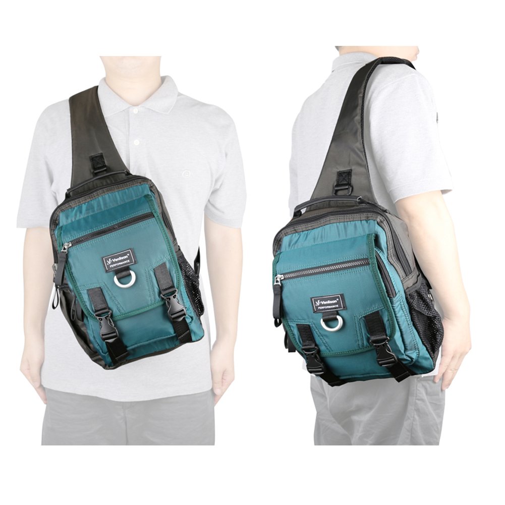 Lightweight Sling Backpack Crossbody Messenger Bag for Men & Women - Adjustable Shoulder Strap, Durable Travel Rucksack in Lake Blue - Perfect for Hiking, Commuting & Everyday Use