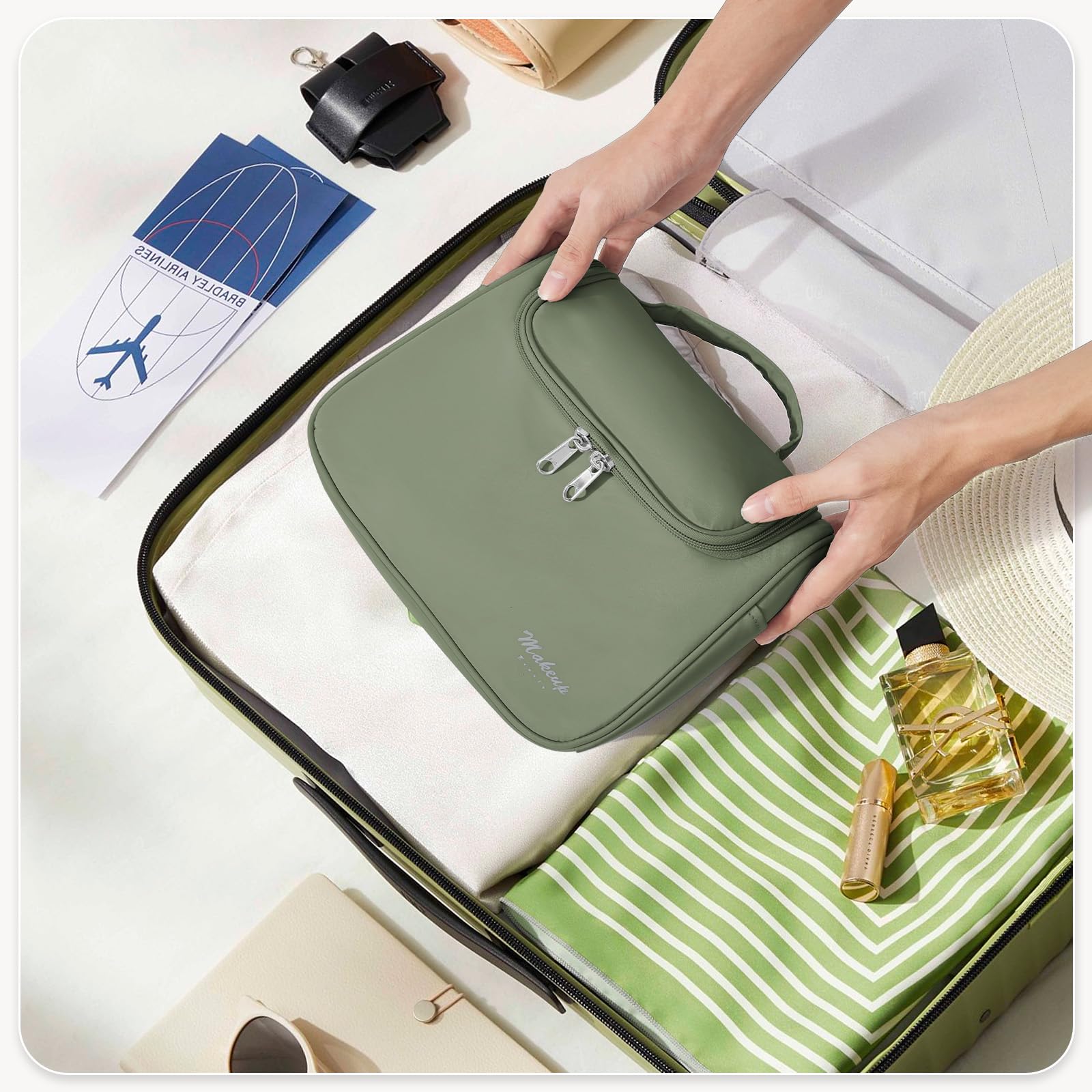 Waterproof Travel Toiletry Bag for Women - Large Cosmetic Organizer with Handle | Spacious Makeup Bag for Toiletries & Travel Essentials | Perfect for Vacation, Gym & Business Trips