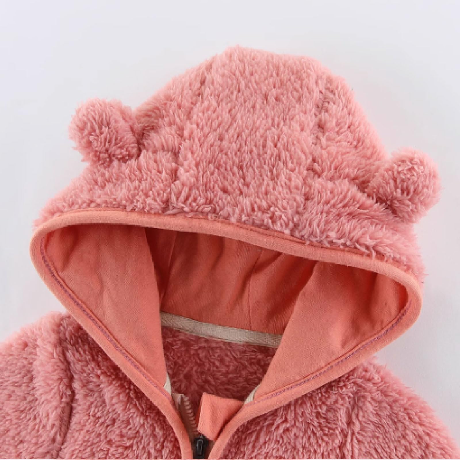 Toddler Boys & Girls Fleece Hooded Jacket with Bear Ears - Winter Warm Solid Color Coat, Fuzzy Thick Outerwear for Kids - Perfect for Cold Weather Playdates & Outdoor Adventures