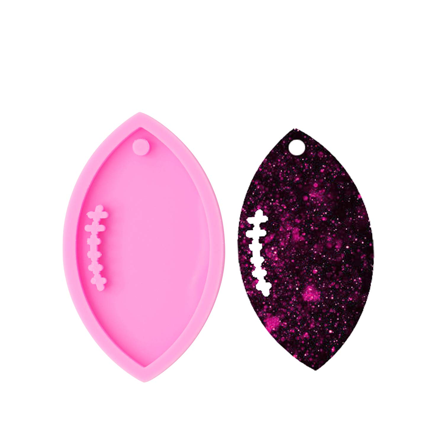 Super Glossy Football Keychain Mold - Rugby-Shaped Silicone Mold for Key Rings, Pendants, Epoxy Resin Crafts, and Polymer Clay - Perfect for DIY Jewelry, Gifts, and Sports Fan Accessories