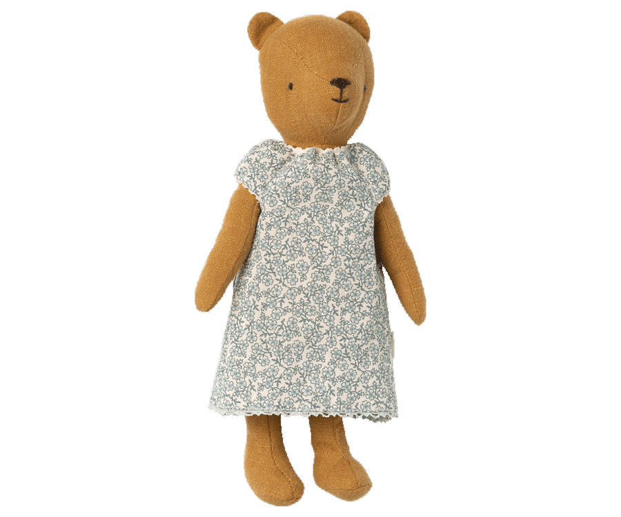 Maileg Blue Floral Nightgown for Teddy Bear Mom - Perfect for Bedtime, Cuddling & Playtime