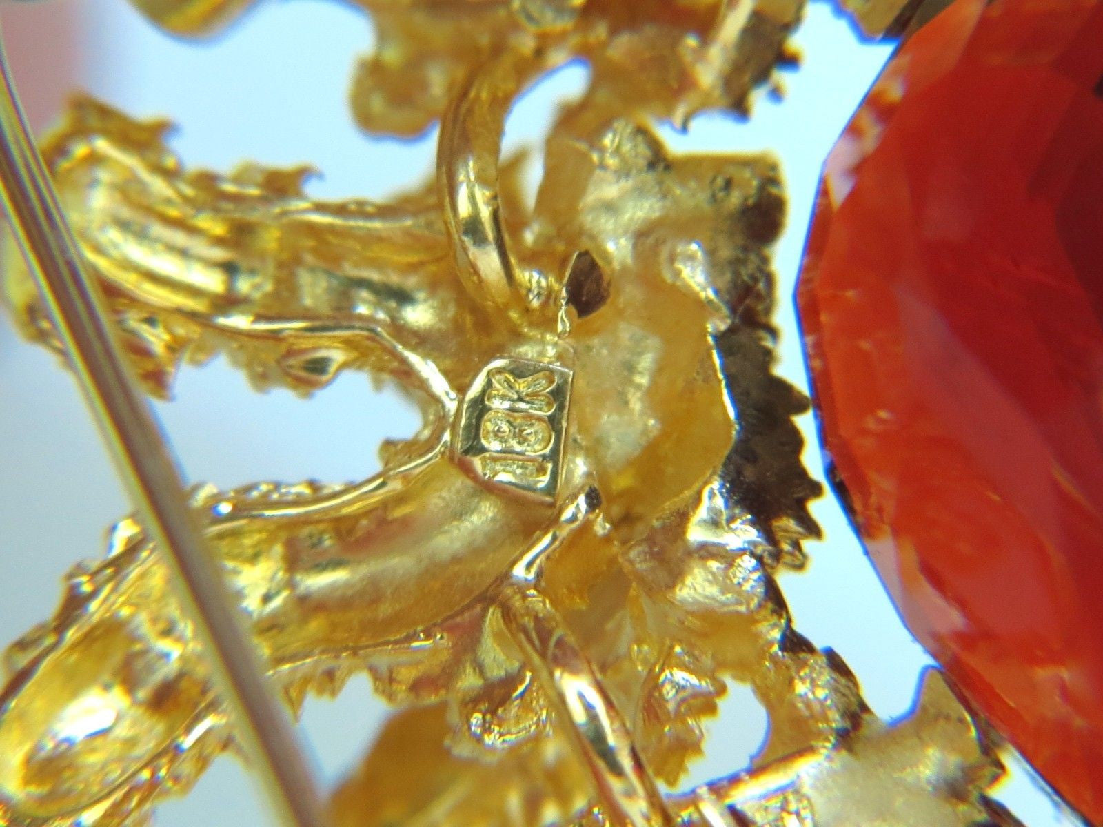 32.22CT GIA Certified Natural Spessartite Garnet 3D Ocean Coral Rough Nugget Pin - Perfect for Jewelry Making, Gemstone Collecting & Unique Gifts