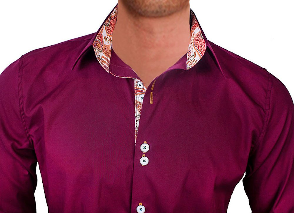 Premium Maroon, Orange & White Designer Dress Shirts for Men | 100% Made in USA | Perfect for Business Meetings, Weddings & Formal Events