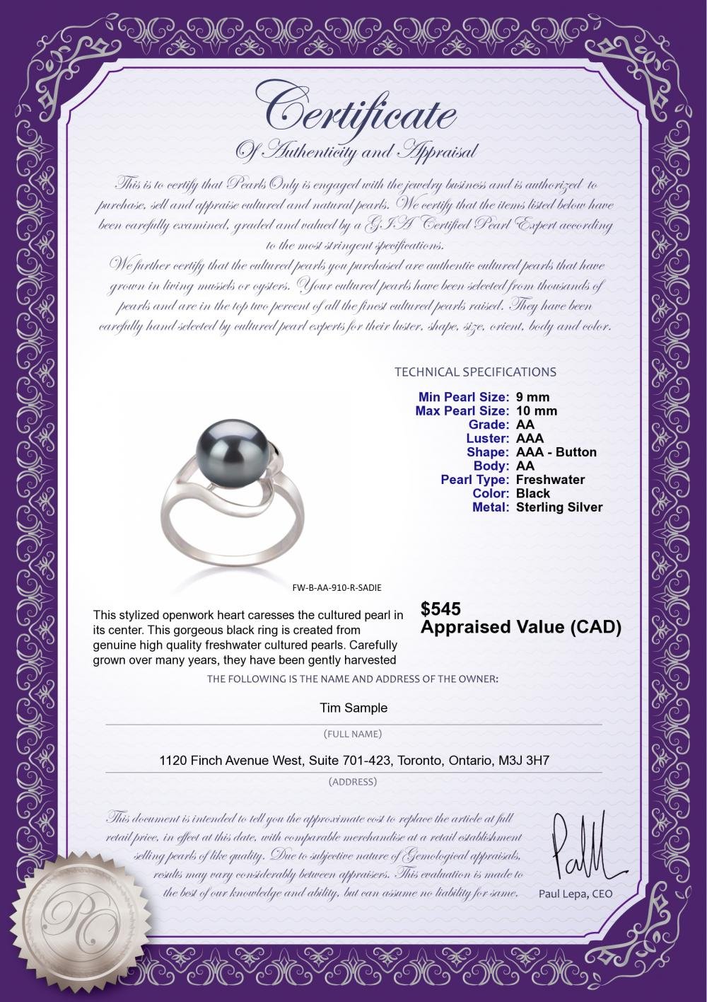 9-10mm AA Quality Freshwater Cultured Pearl Ring for Women in 925 Sterling Silver - Elegant Jewelry for Weddings, Anniversaries & Special Occasions
