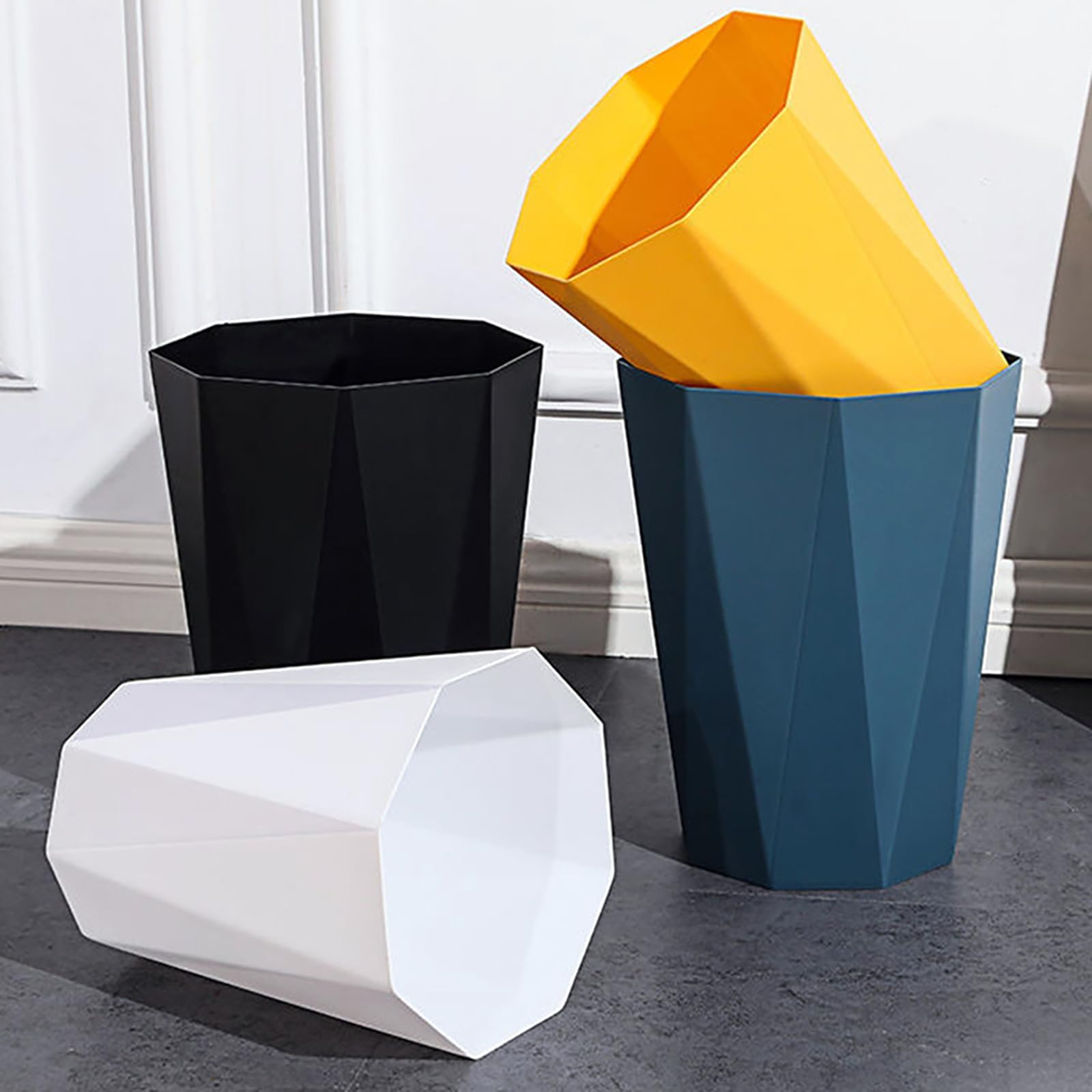 2-Pack Black 2.6 Gallon Plastic Trash Can - Small Waste Basket for Bathroom, Office, Bedroom & Kitchen | Space-Saving Garbage Bin for Home & Office Use
