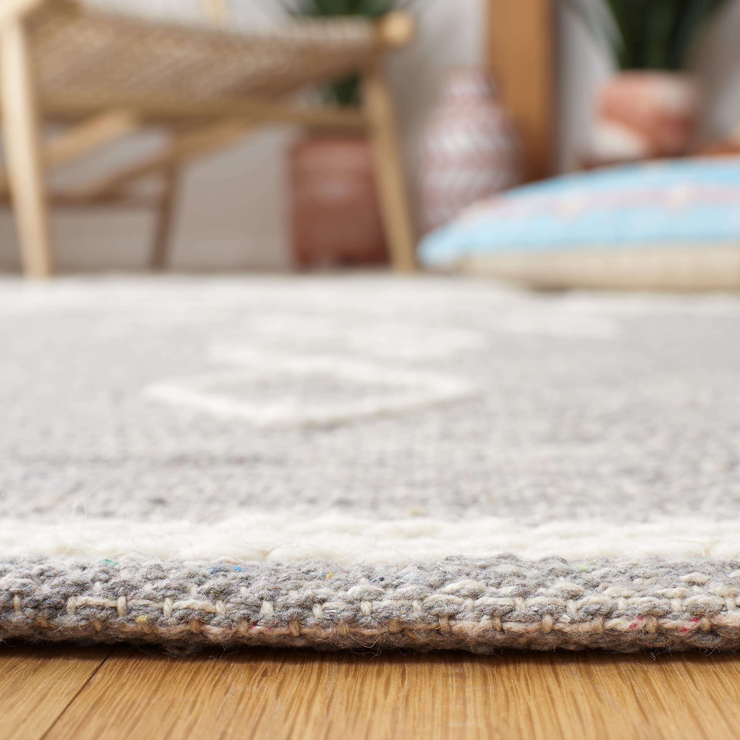 SAFAVIEH Kilim Collection 6'x6' Square Grey Ivory Handmade Cotton Area Rug - Perfect for Living Room, Dining Room & Bedroom Decor