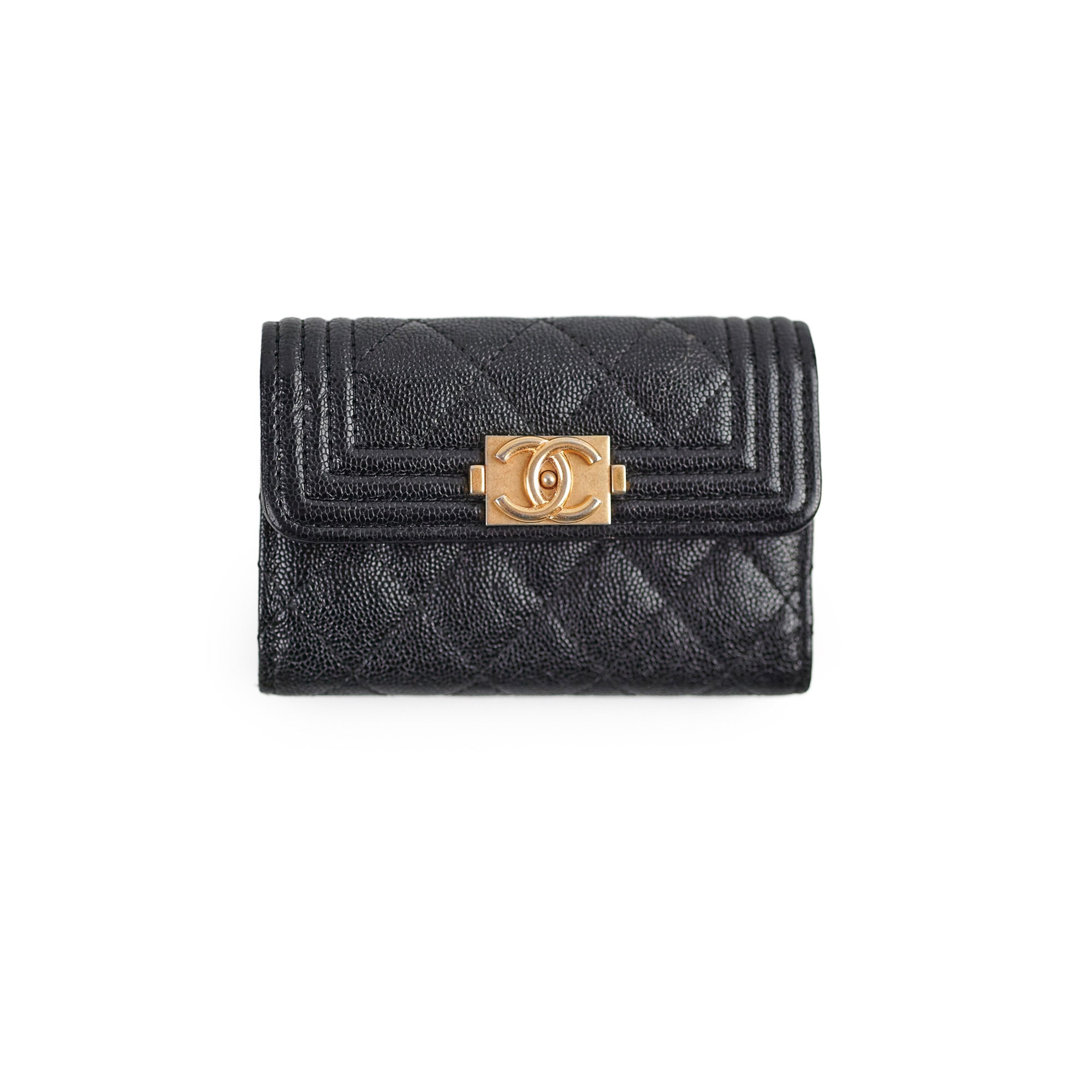Chanel Caviar Leather Boy Key Holder - Black Luxury Keychain for Women | Perfect for Keys, Cards & Everyday Essentials