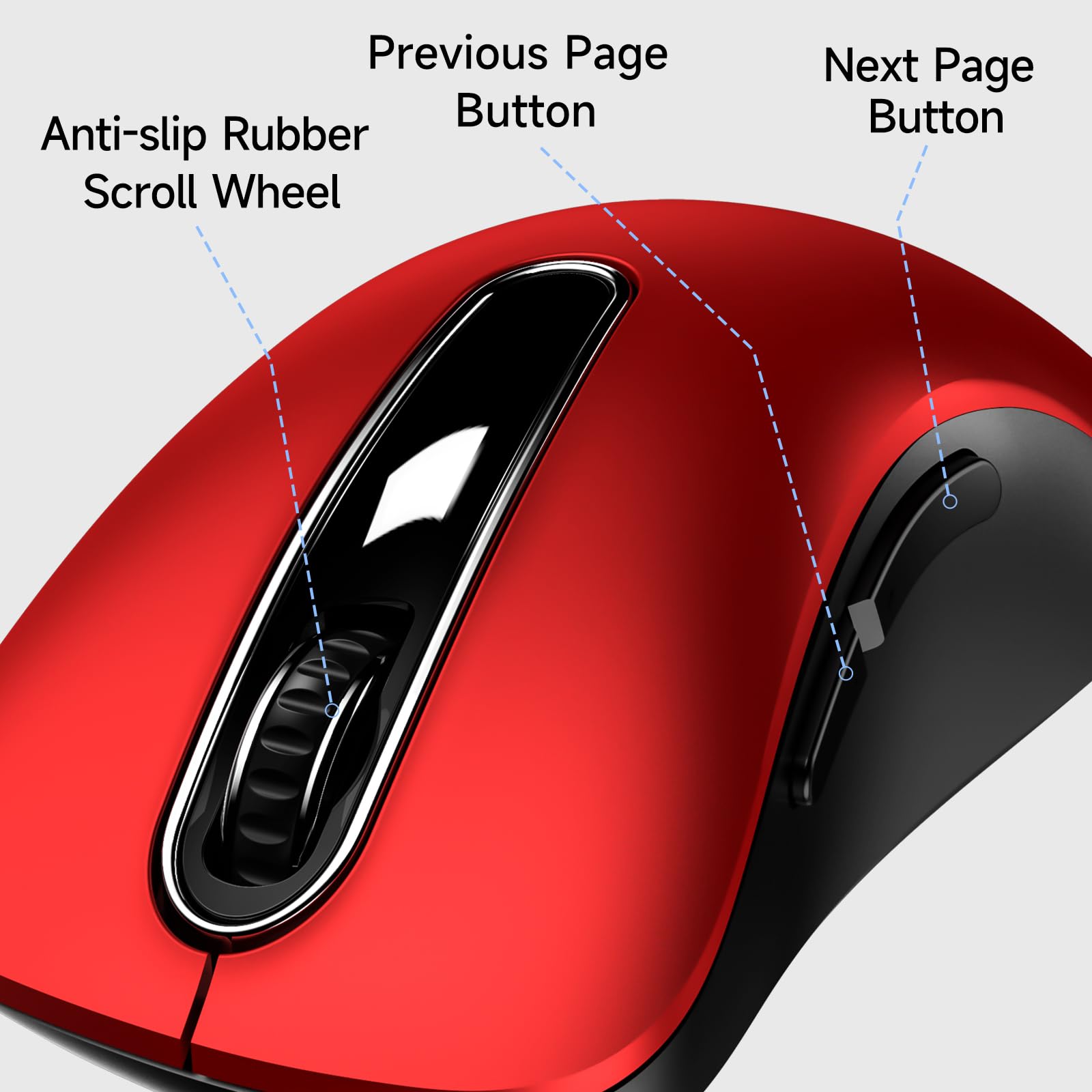 Memzuoix Wired USB Mouse - 1200 DPI Ergonomic Optical Computer Mouse with 5FT Cord for Laptop, PC, Desktop, MacBook, 5 Buttons (Pomegranate Red) - Perfect for Office, Gaming, and Home Use