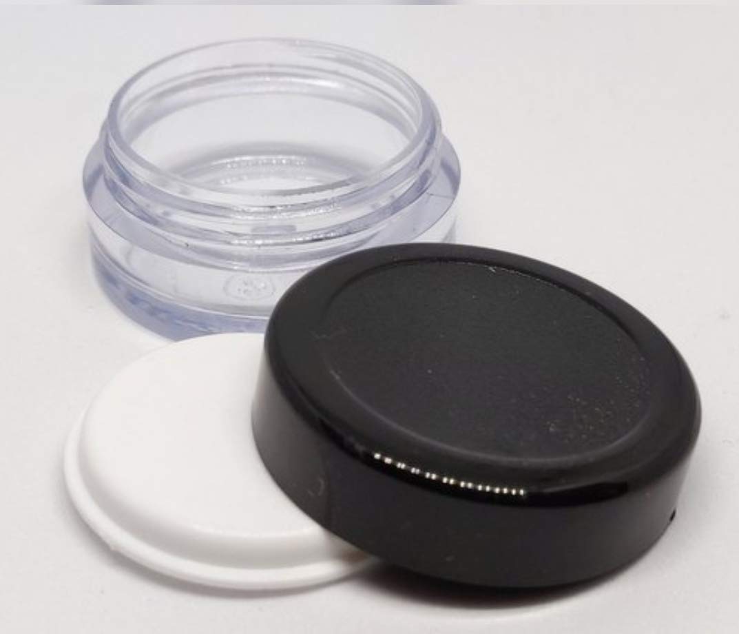 DINEMART 6-Pack 8g Acrylic Sanjar Jars with Black Lids & Leakproof Washers - Empty Cosmetic Containers for Lip Balm, DIY Skincare, Body Butter, Creams | Travel-Friendly, Home Use, Salon Storage, Gift Packaging