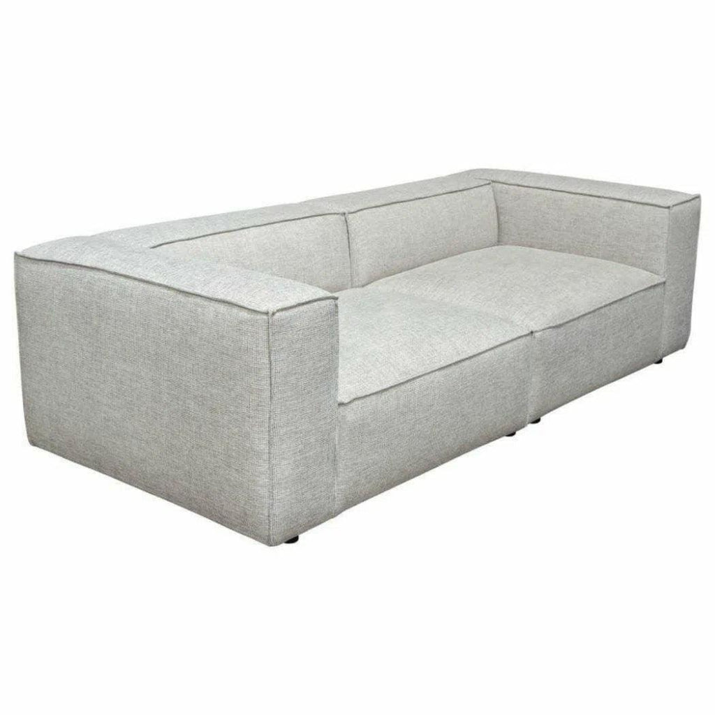2-Piece Beige Low Back Modular Sofa Set in Barley Fabric - Modern Sectional Couch for Living Room, Lounge & Small Spaces