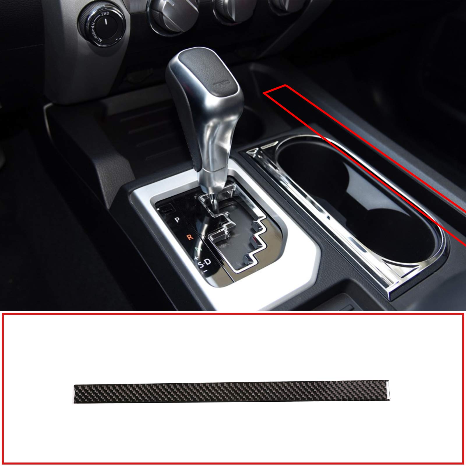 Carbon Fiber Cup Holder Cover for Toyota Tundra 2014-2018 - Interior Accessories & Dashboard Decorative Sticker - Perfect for Car Customization & Protection