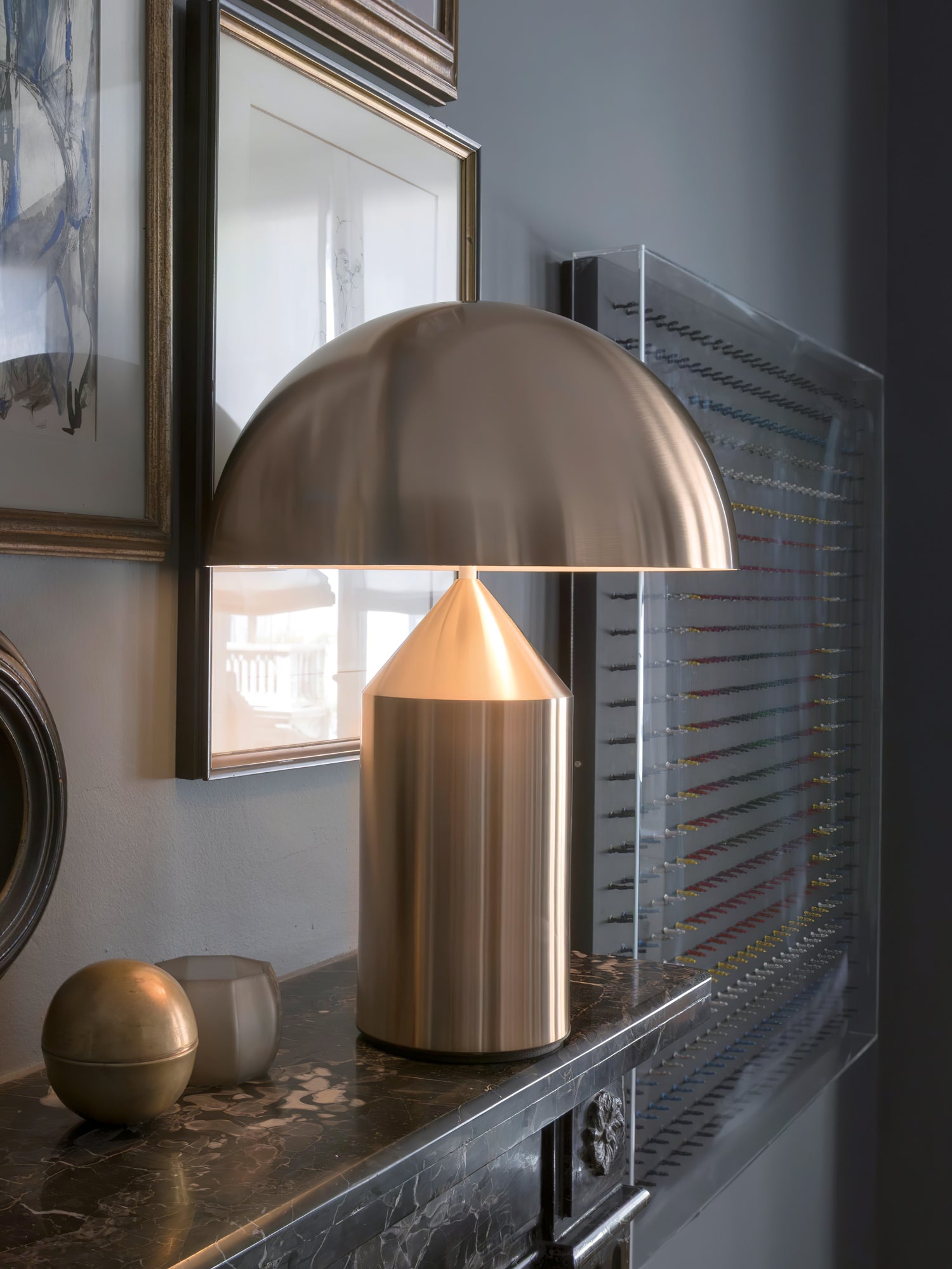 Modern Atollo Metal Table Lamp - Sleek Design for Living Room, Bedroom & Office - Dimmable LED Light for Home Decor & Workspace