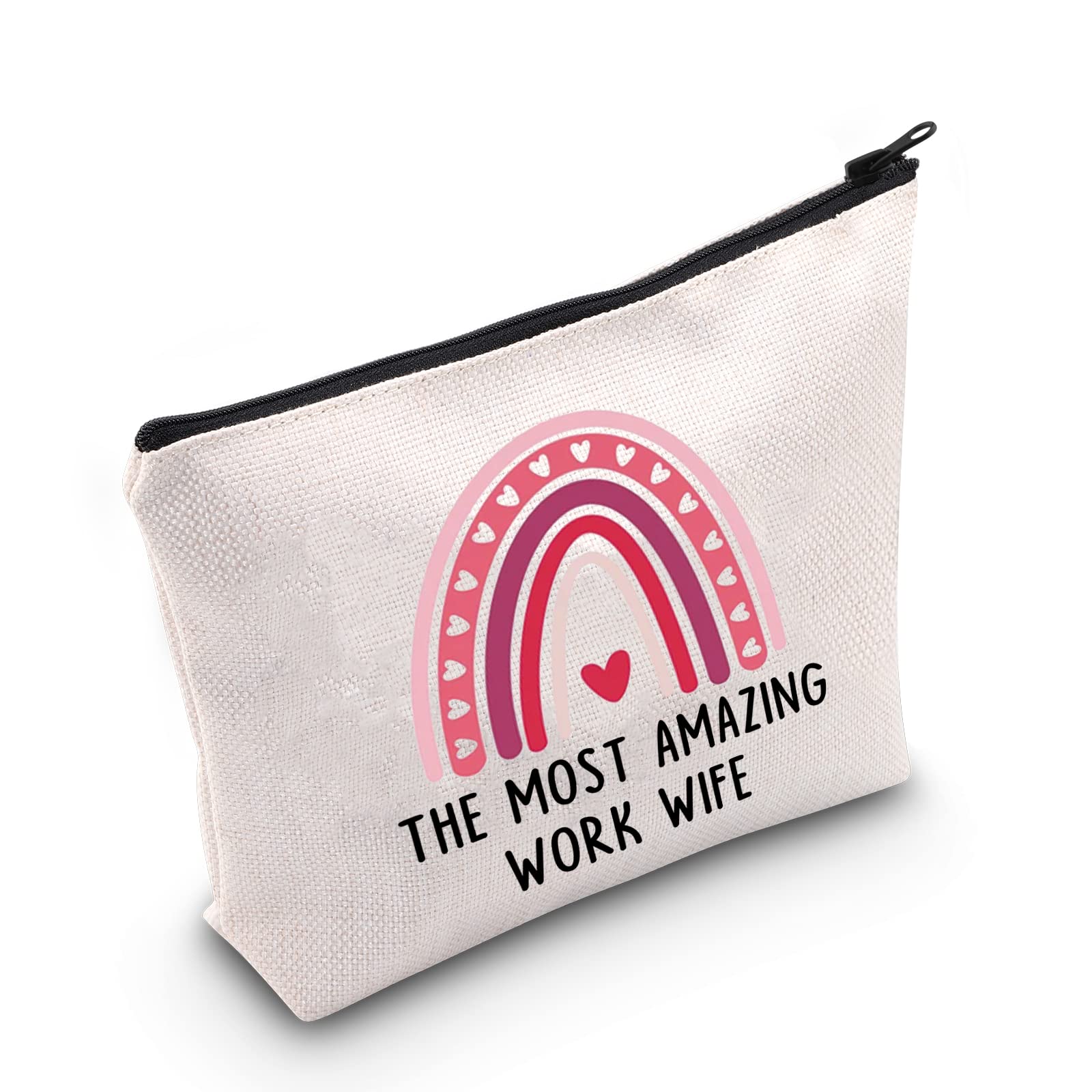 ZJXHPO Best Work Wife Ever Cosmetic Bag - Premium Makeup Zipper Pouch for Women - Perfect Coworker Gift for Office, Travel & Daily Use (Amazing Work Wife Design)