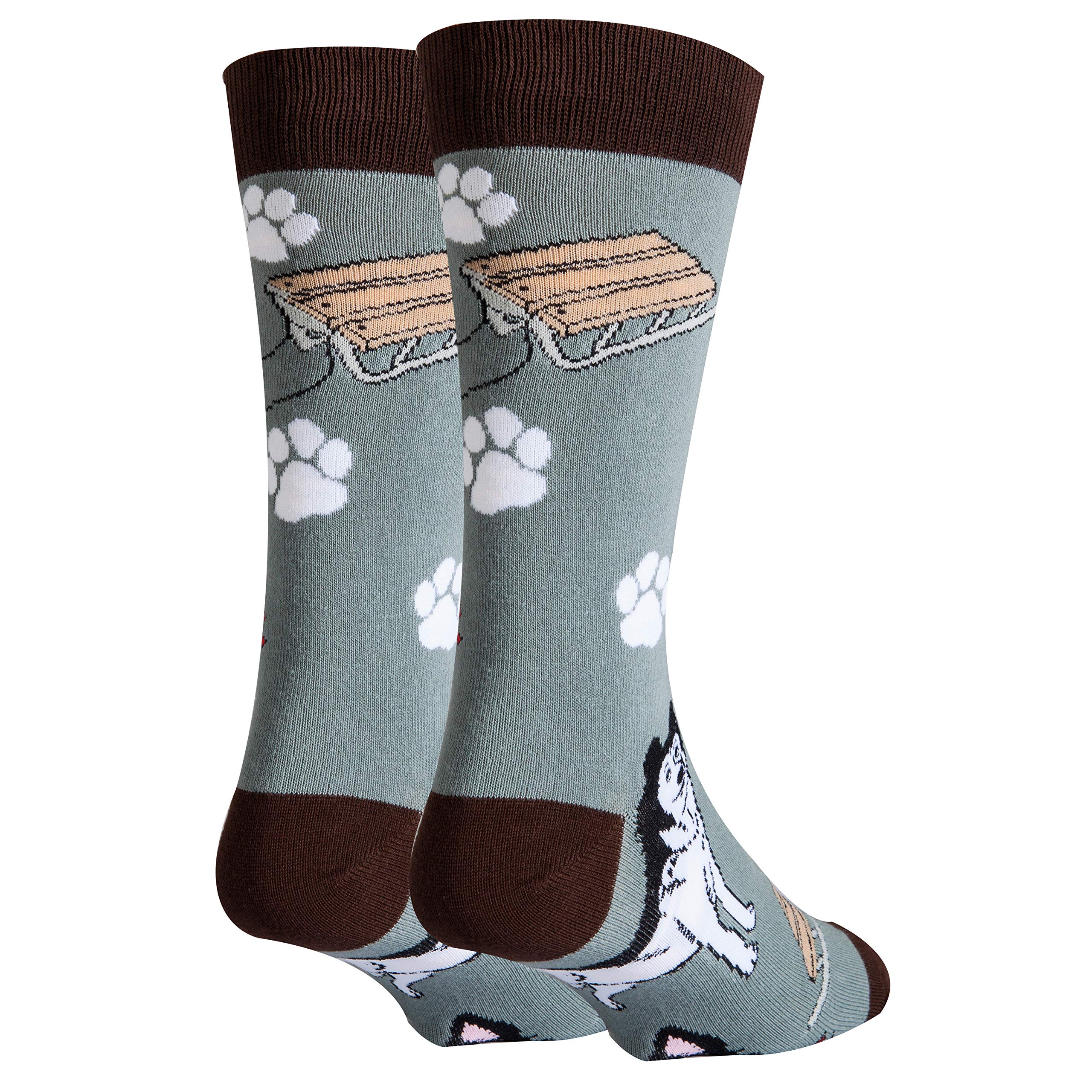 Funny Animal Crew Socks for Men - Dog Lover Novelty Dress Socks (Fits Shoe Size 8-13) - Perfect Gift for Dog Owners, Office Wear & Casual Outfits