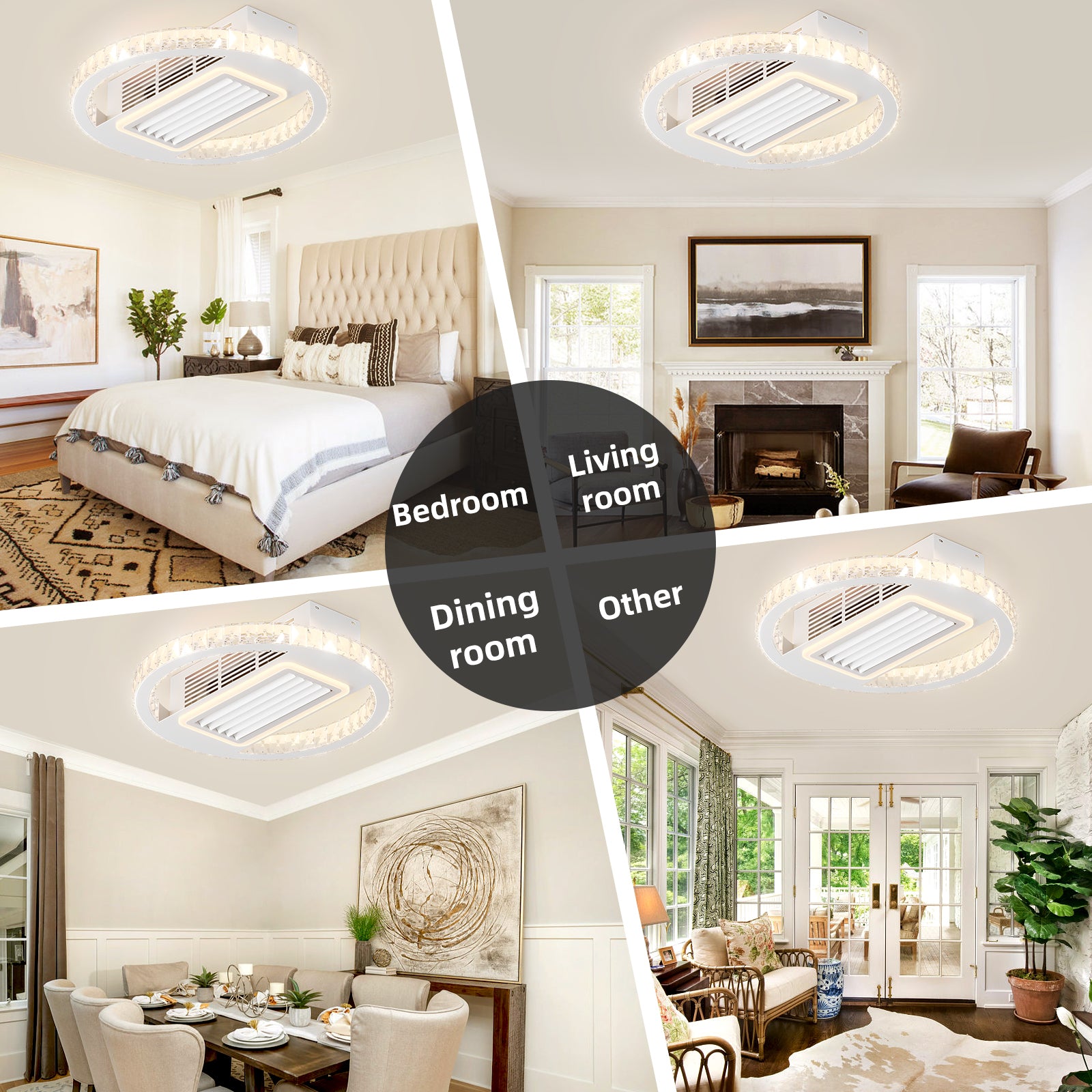 22 Inch Modern Leafless Ceiling Fan with Remote Control - Reversible Motor, Removable & Washable - Perfect for Bedroom, Living Room, and Office Spaces