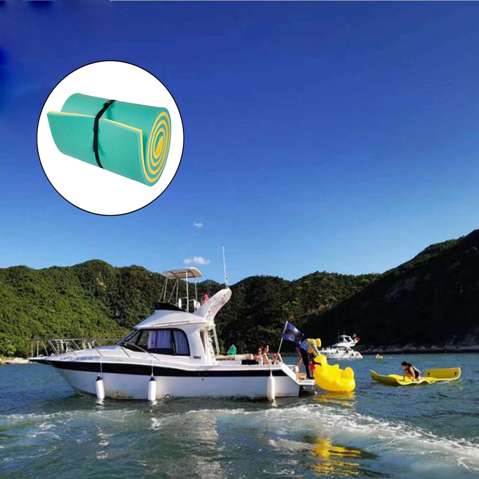 Best Floating Water Mat for Kids - 110x40x2.2cm Comfortable Smooth Pool Float Pad, Durable Swimming Foam Mattress for Lake, Pool & Ocean - Green - Perfect for Summer Fun, Beach Parties & Family Water Activities