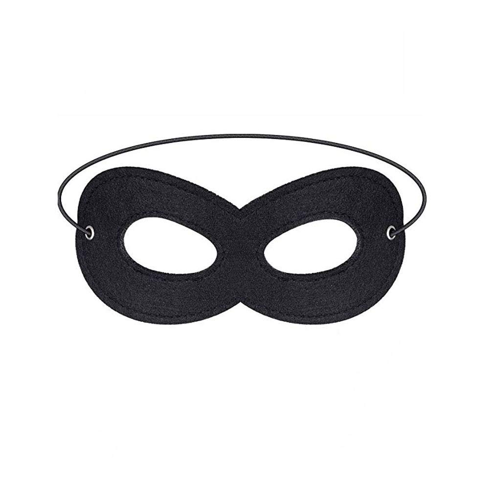 Superhero Felt Eye Mask - Adjustable Black Half Face Mask for Halloween Cosplay, Party Dress Up & Comic Con - Perfect Superhero Costume Accessory with Elastic Strap for Adults & Kids