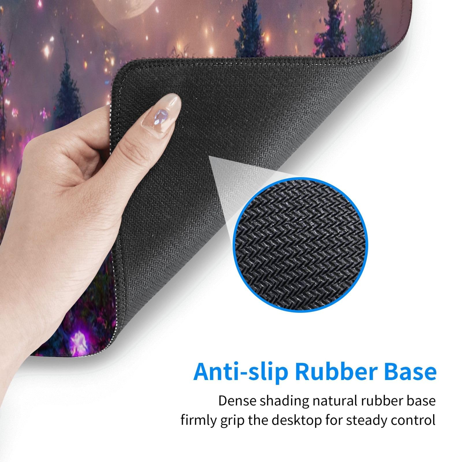 Yrebyou Forest Moon Large Gaming Mouse Pad - 31.5x11.8 Inch Extended Non-Slip Rubber Desk Mat with Stitched Edges & Waterproof Surface - Perfect for PC Gaming, Office Work & Home Computer Setup