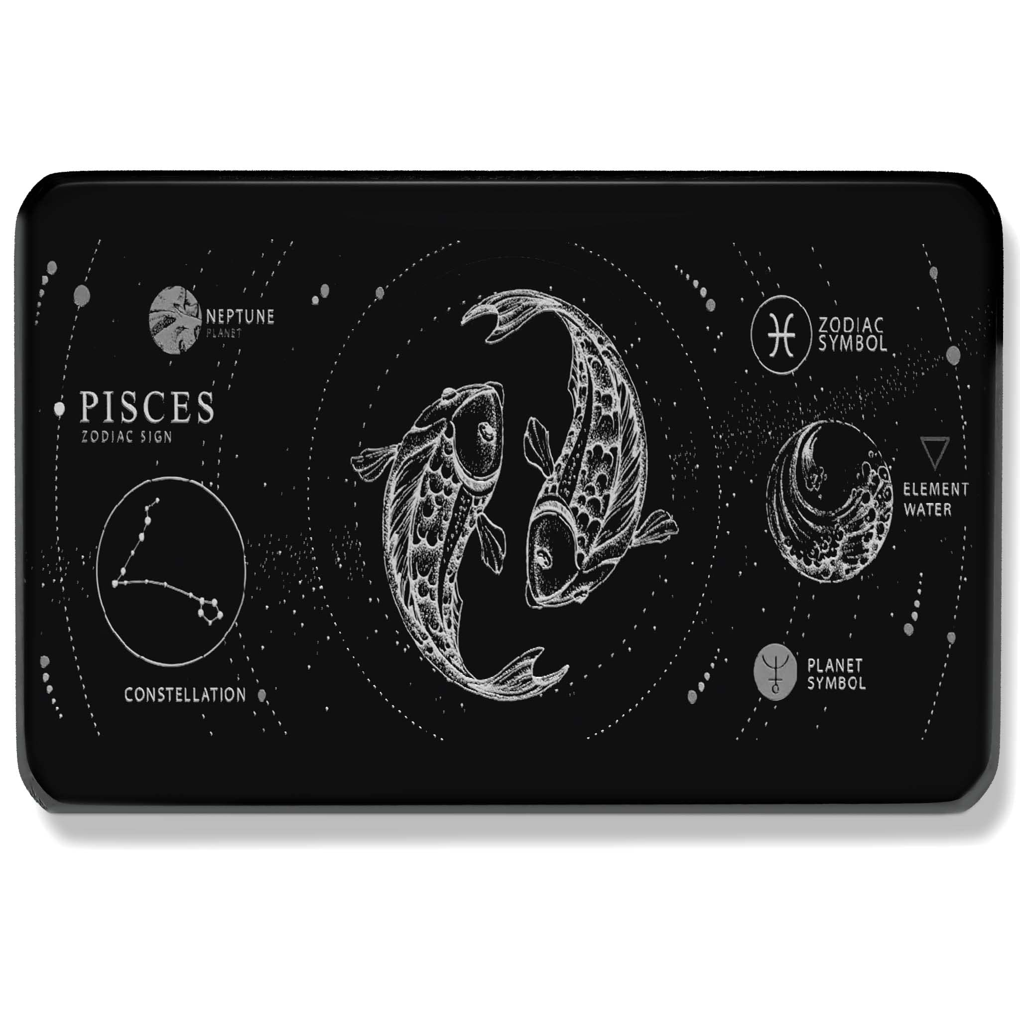 Pisces Zodiac Sign Card - Black Wallet & Gift Card with Astrology Symbols - Neptune Planet Water Element - Perfect for Birthday Gifts, Horoscope Lovers & Astrology Enthusiasts