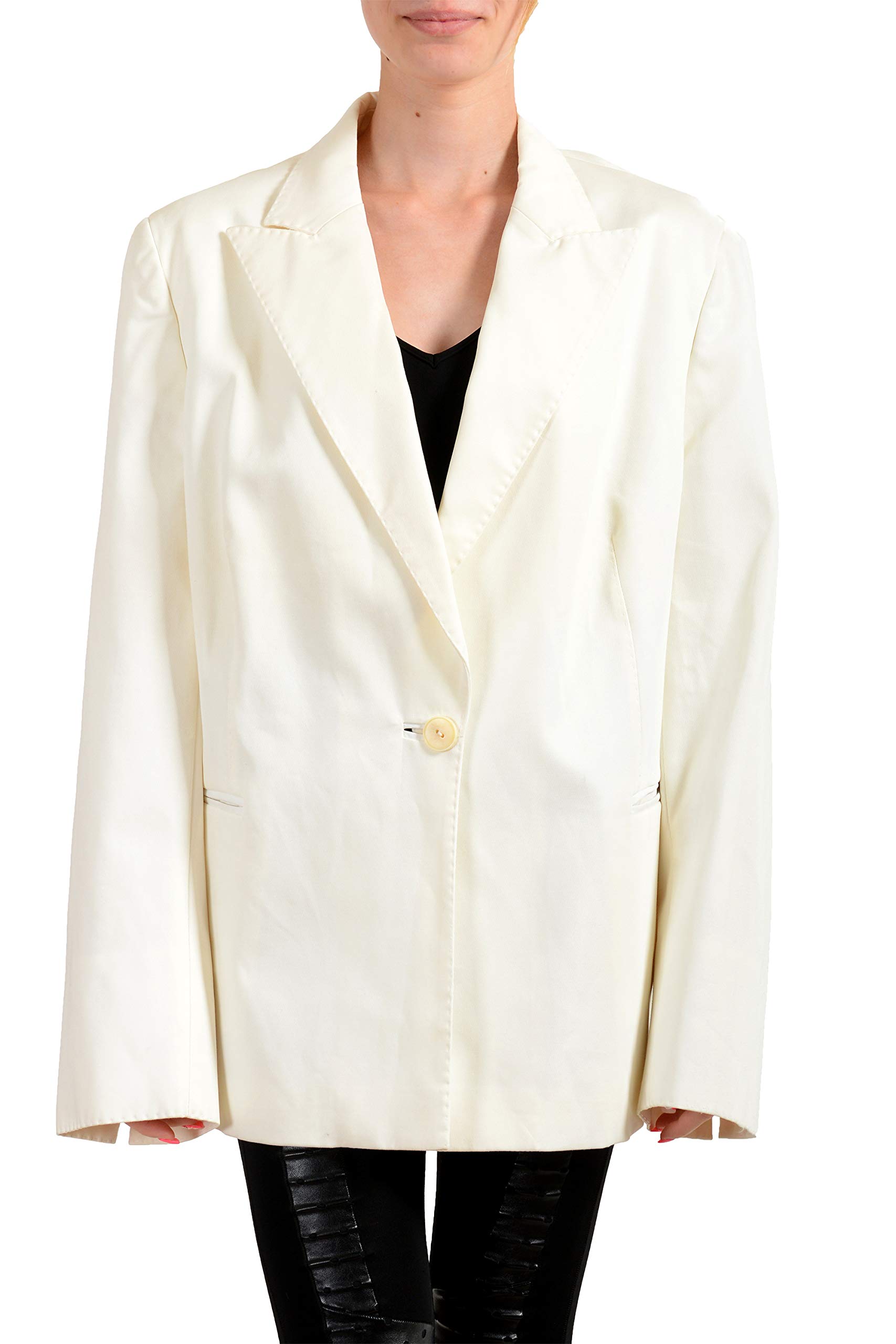 Gianfranco Ferre Women's Ivory One Button Blazer Jacket - Size 25 | Elegant Office Wear & Formal Business Attire for Women | Perfect for Work, Meetings, and Professional Events