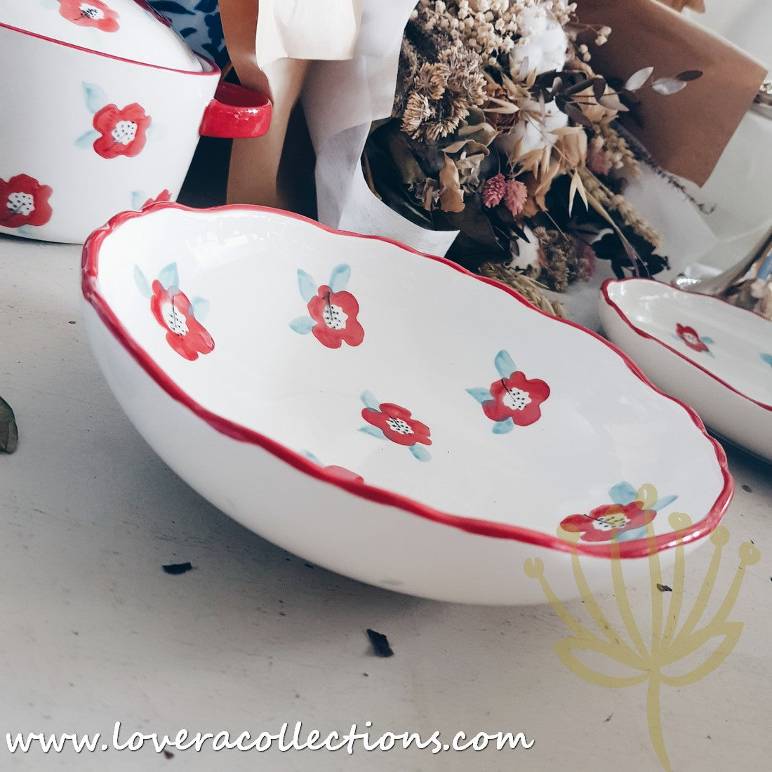 Handmade Red Floral Ceramic Teapot - 70% Off Clearance Sale | Perfect for Afternoon Tea, Gifts & Home Decor