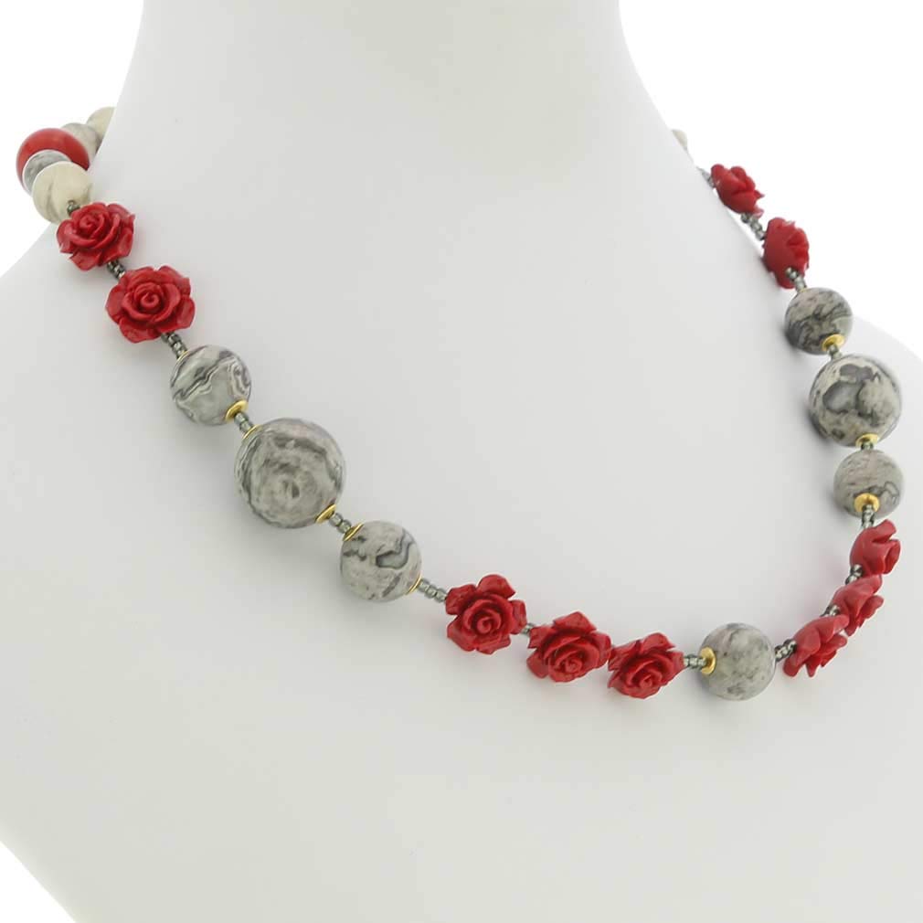 Authentic Murano Glass Rosa Di Marmo Necklace from Venice Italy | Handcrafted Italian Jewelry for Women | Perfect Gift for Anniversary, Birthday & Special Occasions