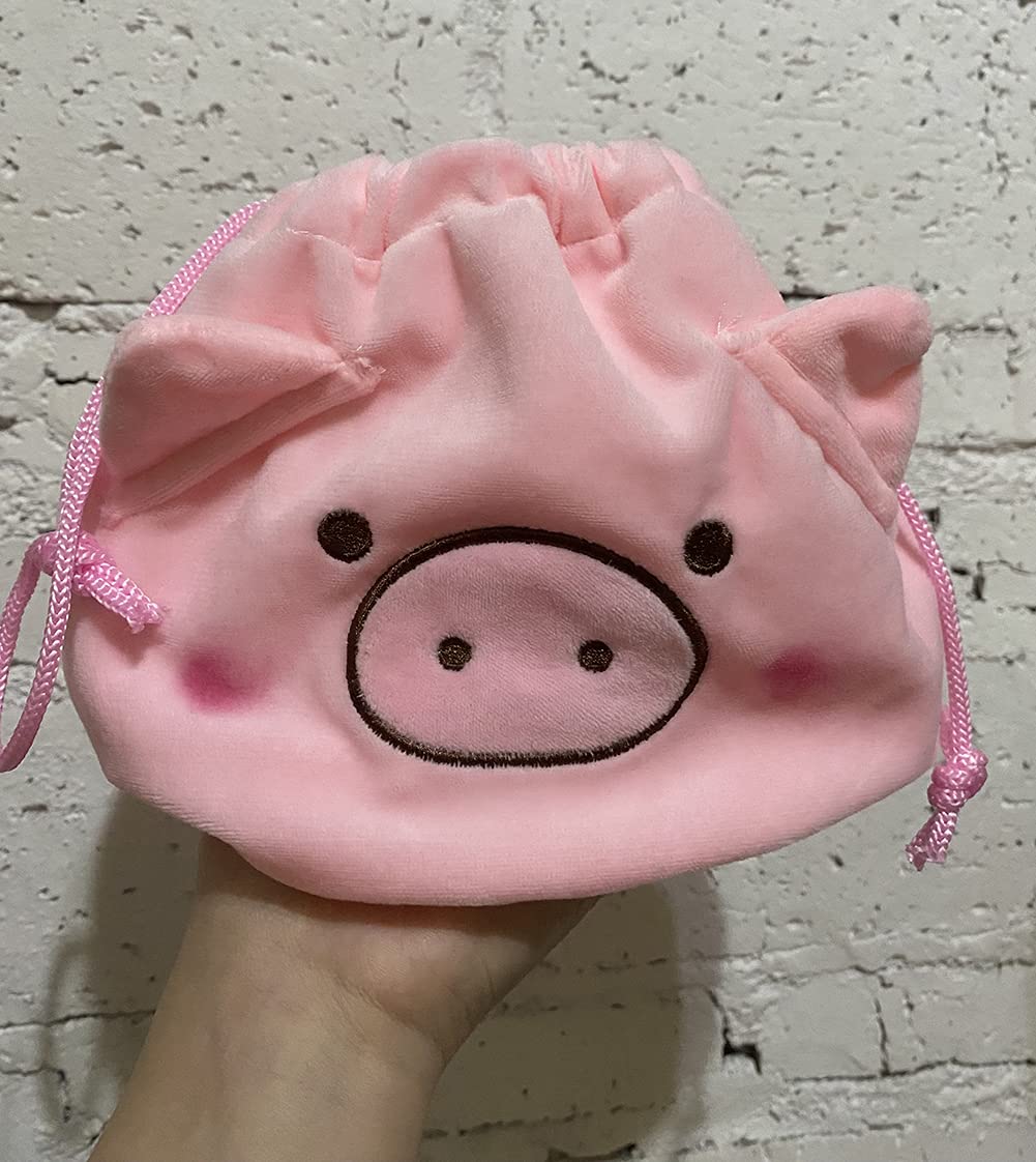 AKOAK 1 Pack Cute Fluffy Piglet Makeup Pouch | Drawstring Cosmetic Bag | Portable Travel Toiletry Organizer for Women | Perfect for Gym, Vacation & Daily Essentials Storage