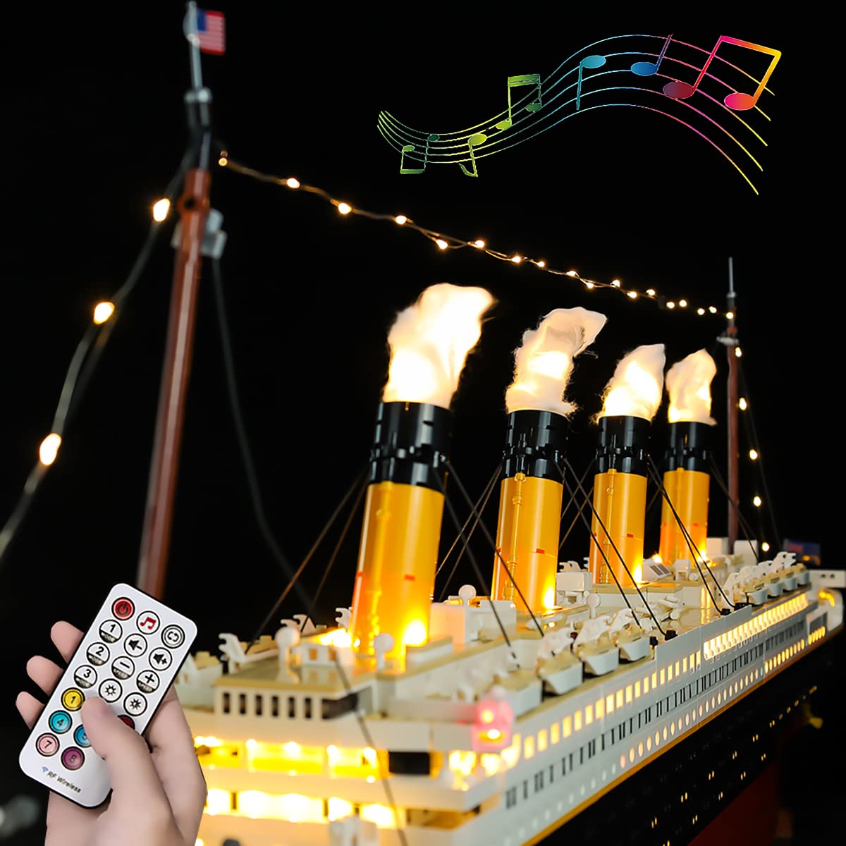 Hosdiy Remote Control Sound and Light Kit for Titanic Ship - Compatible with Lego 10294 - LED Lighting Set (Light Only, No Model) - Perfect for Lego Titanic Display, Model Ship Decoration, and Collectible Lighting Effects