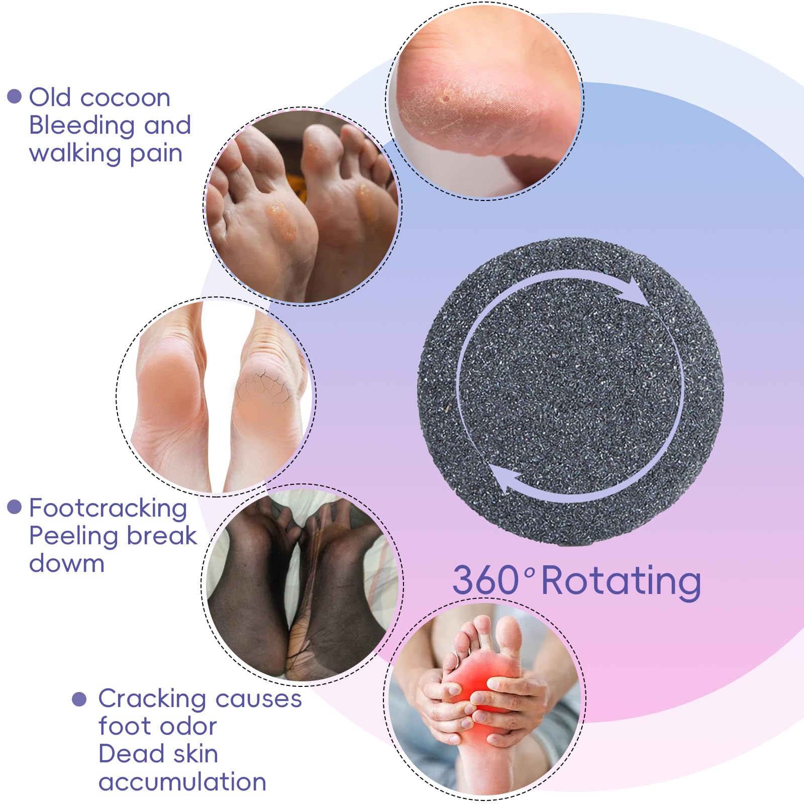 Electric Callus Remover & Foot Grinder - Rechargeable Pedicure Tool for Dead Skin Removal & Exfoliation (White & Blue) | Perfect for At-Home Spa, Dry Cracked Heels & Professional Foot Care