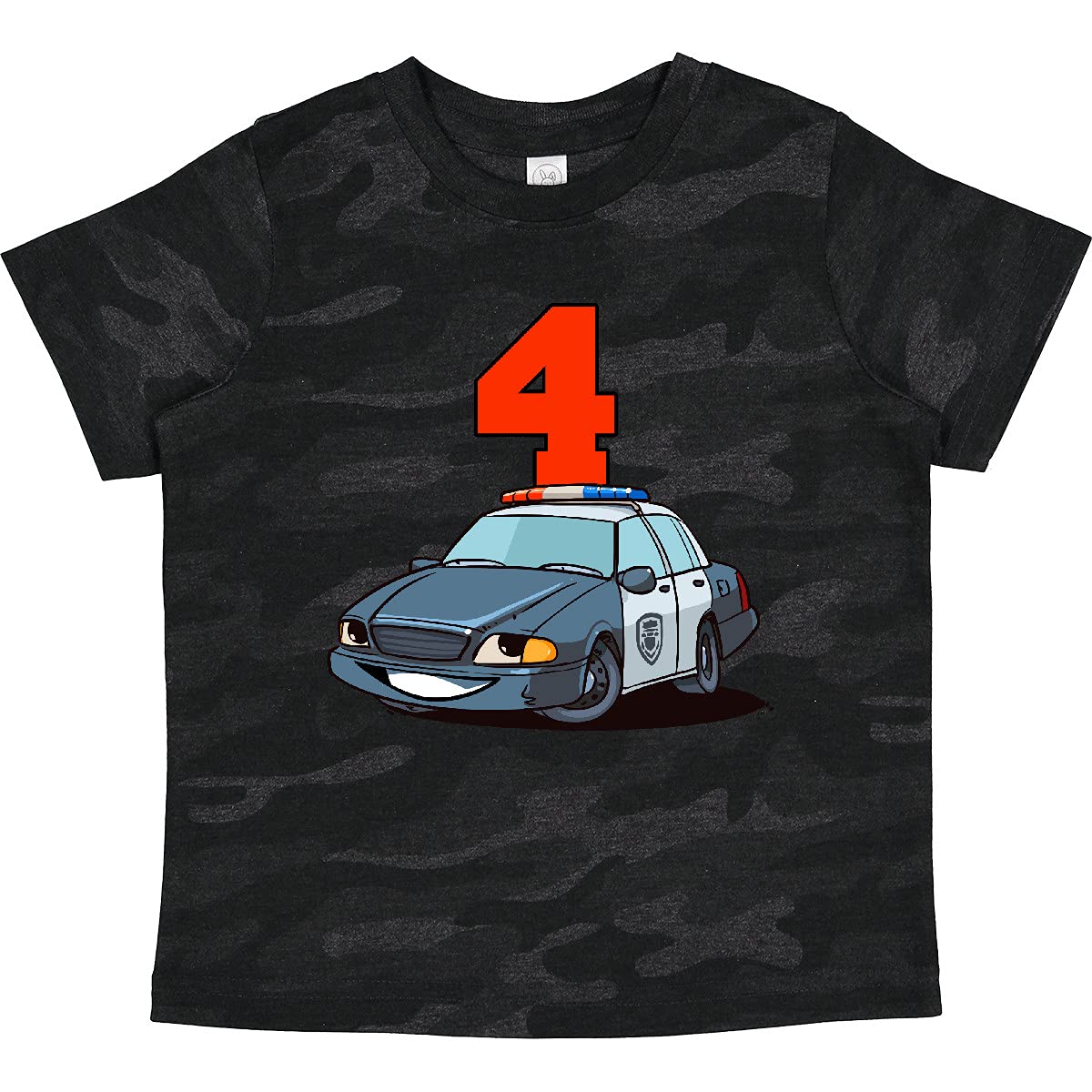Inktastic 4th Birthday Police Car Toddler T-Shirt - Cute Police Theme Birthday Outfit for 4 Year Old Boys & Girls - Perfect for Birthday Parties, Photo Shoots & Special Occasions
