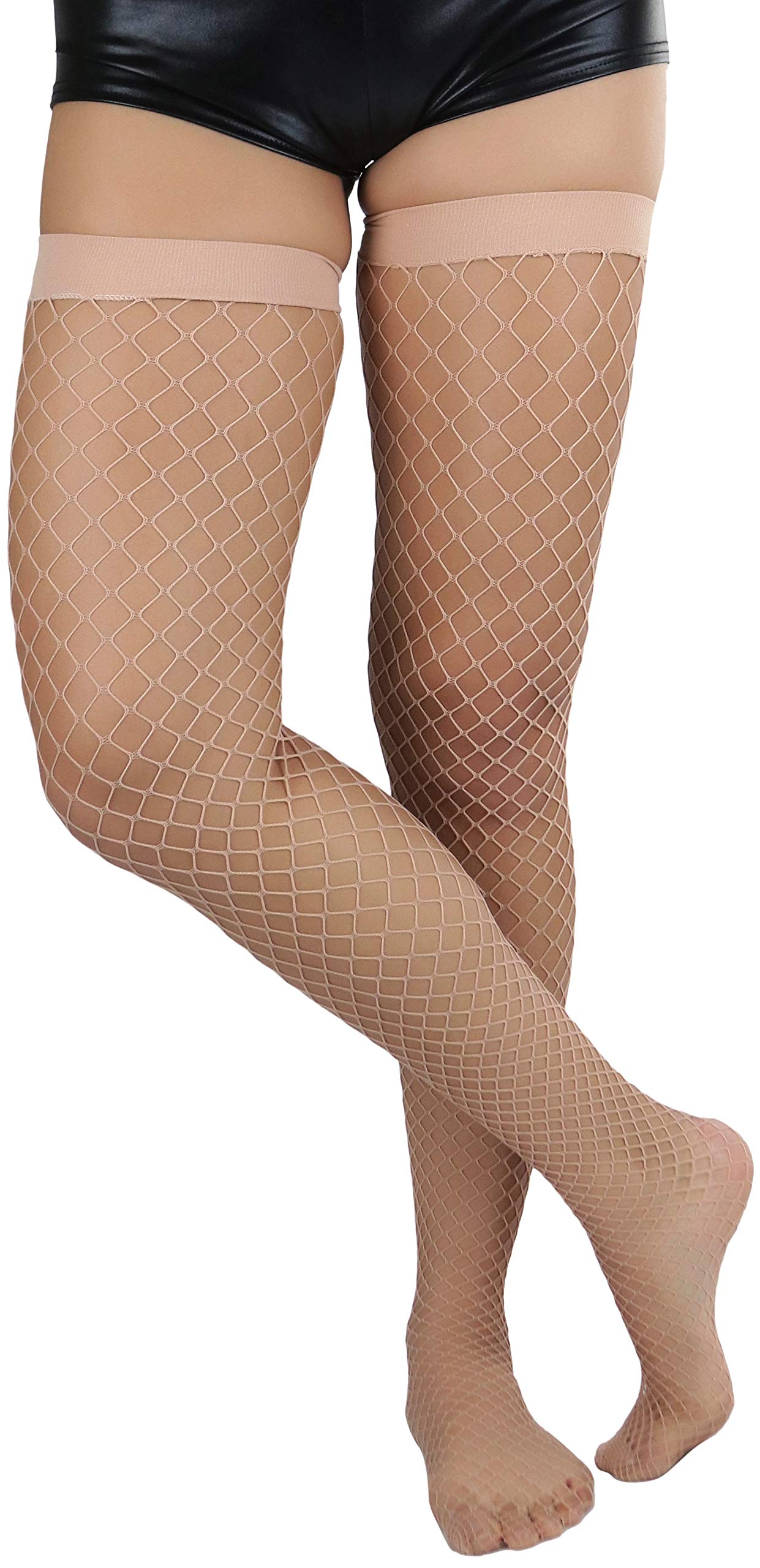 ToBeInStyle Women's Fishnet Thigh High Stockings - Sexy Sheer Tights with Lace Top for Party, Halloween, Cosplay & Night Out - Comfortable Stretchable Nylon Stockings for Dressing Up